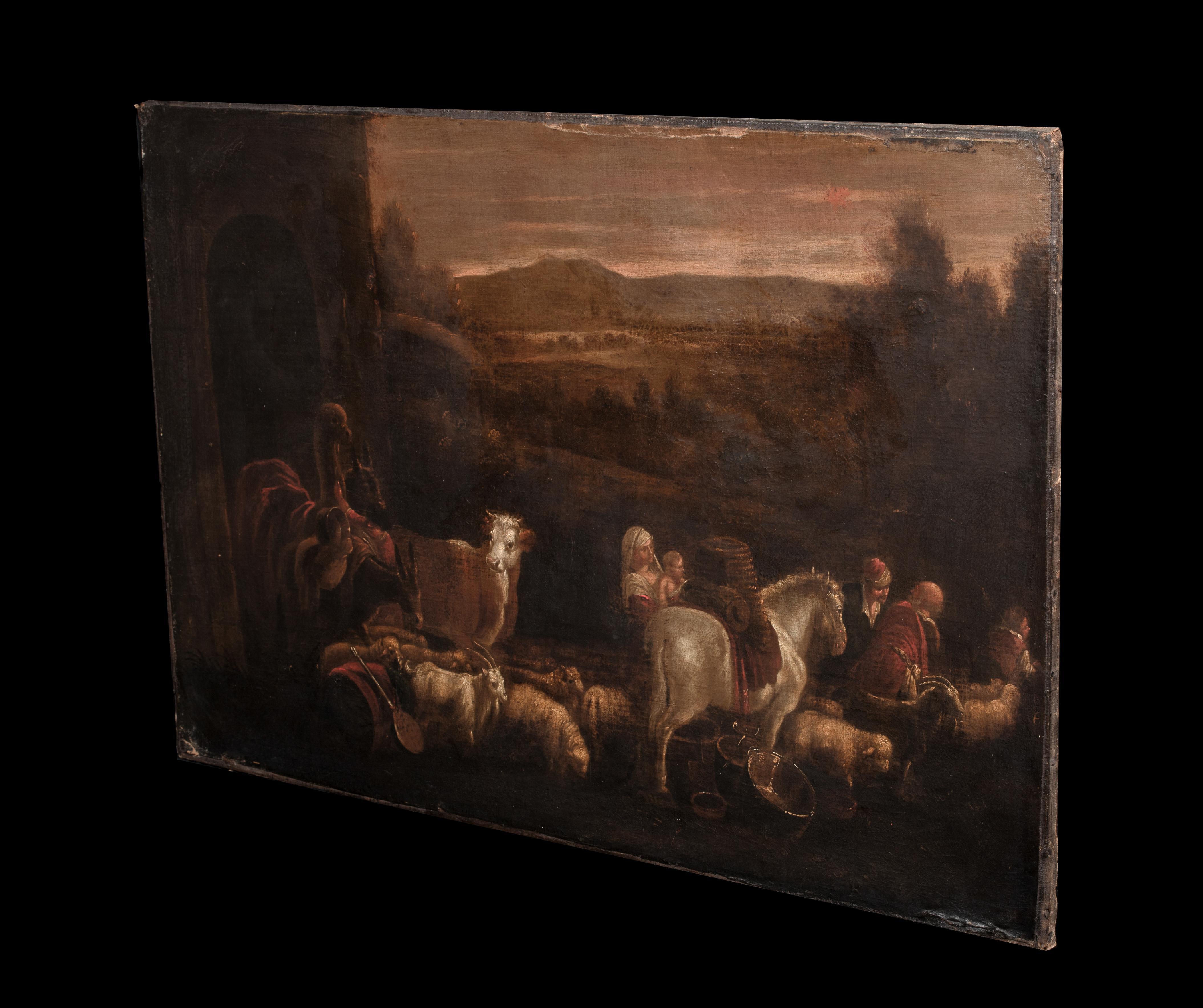 La fuite en Égypte, École du XVIe siècle de JACOPO BASSANO (1510-1592) - Painting de Unknown