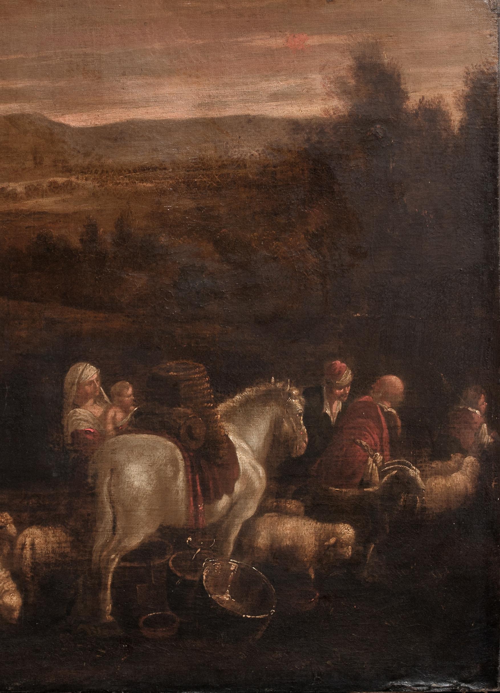 La fuite en Égypte, XVIe siècle

École de JACOPO BASSANO (1510-1592)

Grande représentation de la Fuite en Égypte, huile sur toile de maître ancien italien du XVIe siècle. Scène d'excellente qualité de la fin du XVIe siècle représentant la Sainte