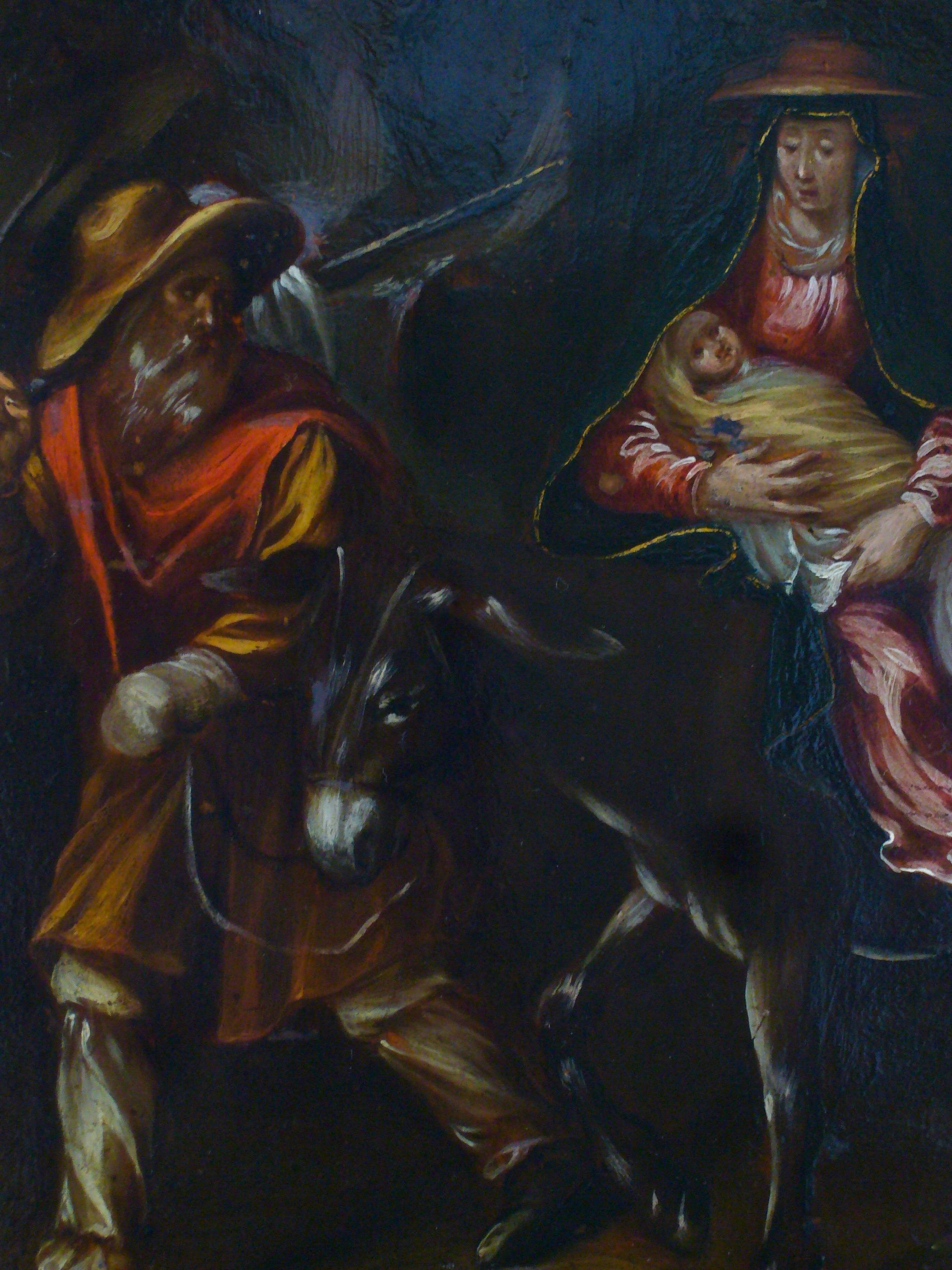 The Flight into Egypt - 17th Century, Old Master, Figurative Oil Painting For Sale 9