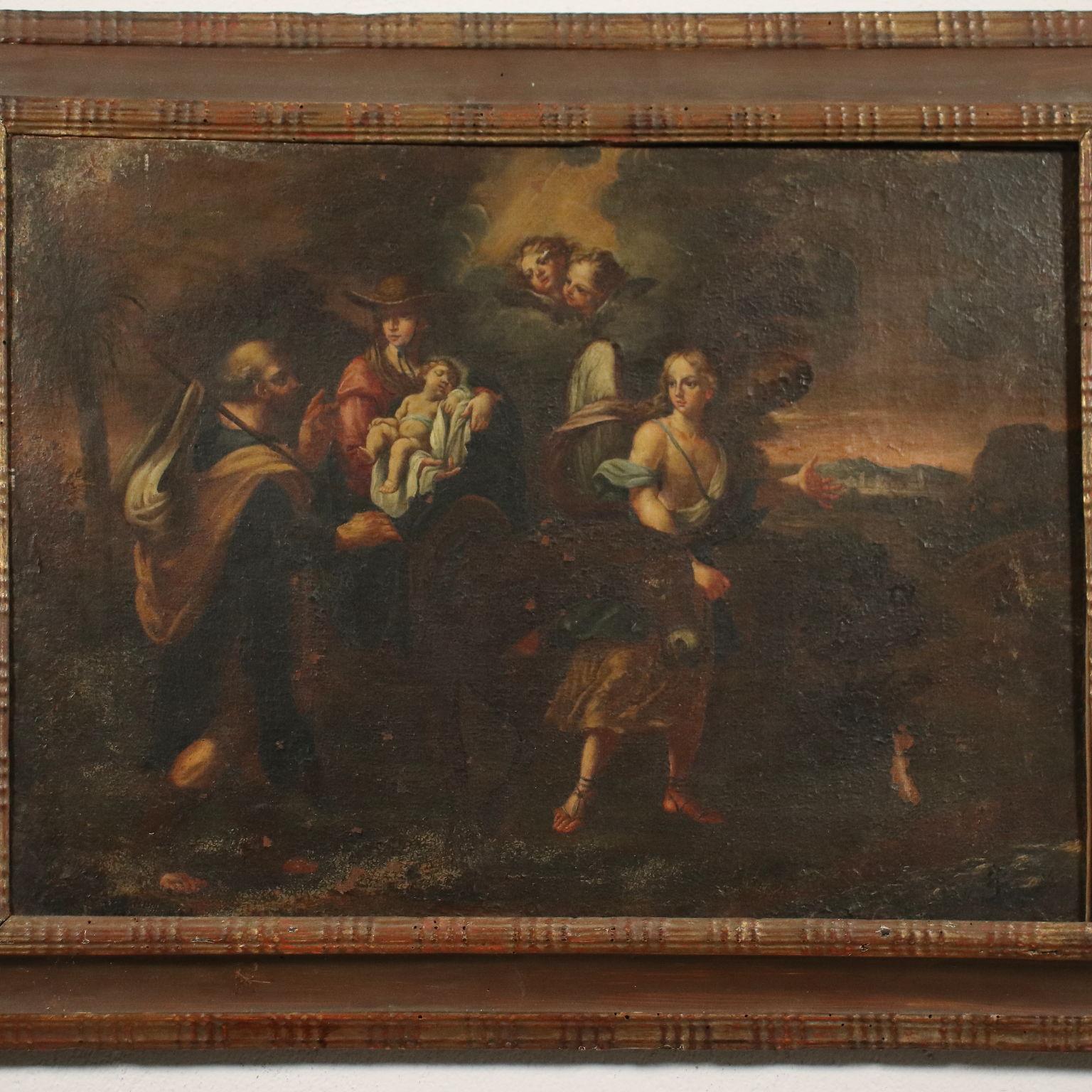 Le vol vers l'Égypte huile sur toile 18ème siècle - Autres styles artistiques Painting par Unknown