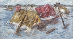 « The Flood Rushes In » - Paysage désastre en acrylique sur toile