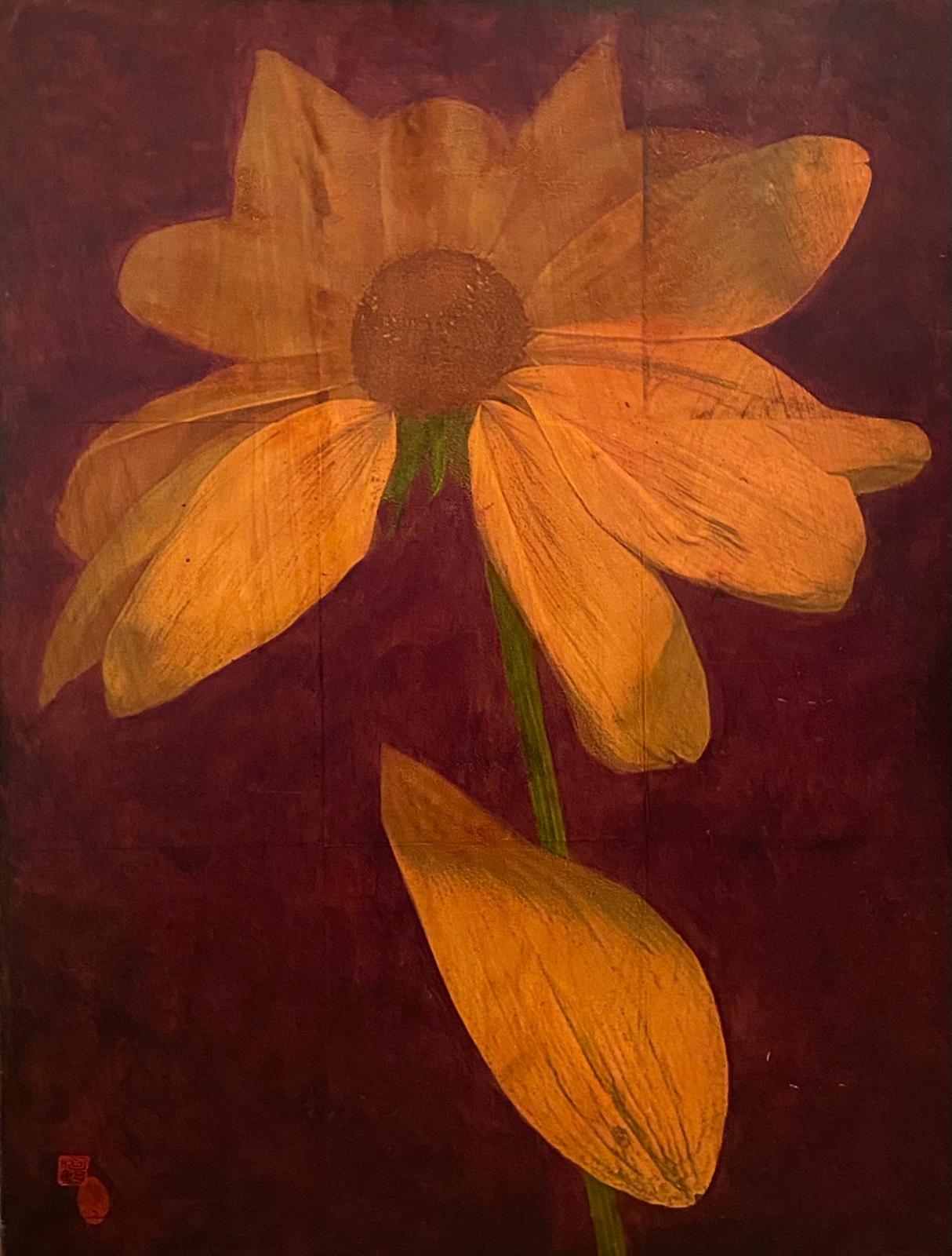 Unknown Still-Life Painting - "The Flower" Oil on Board