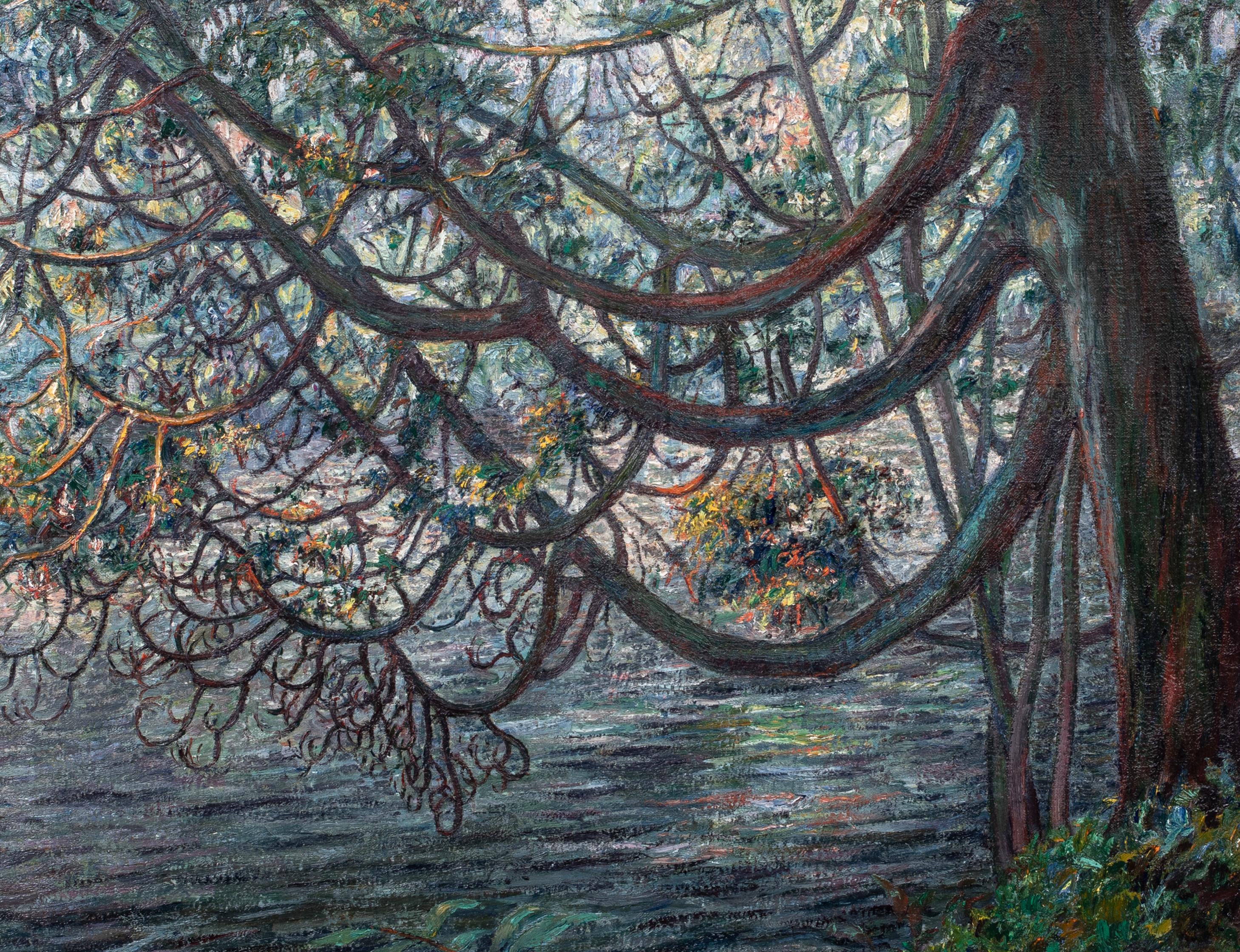 Der blühende Baum, Fluss Rhone, Genf um 1920 von Francois Pycke (1890-1960) im Angebot 1