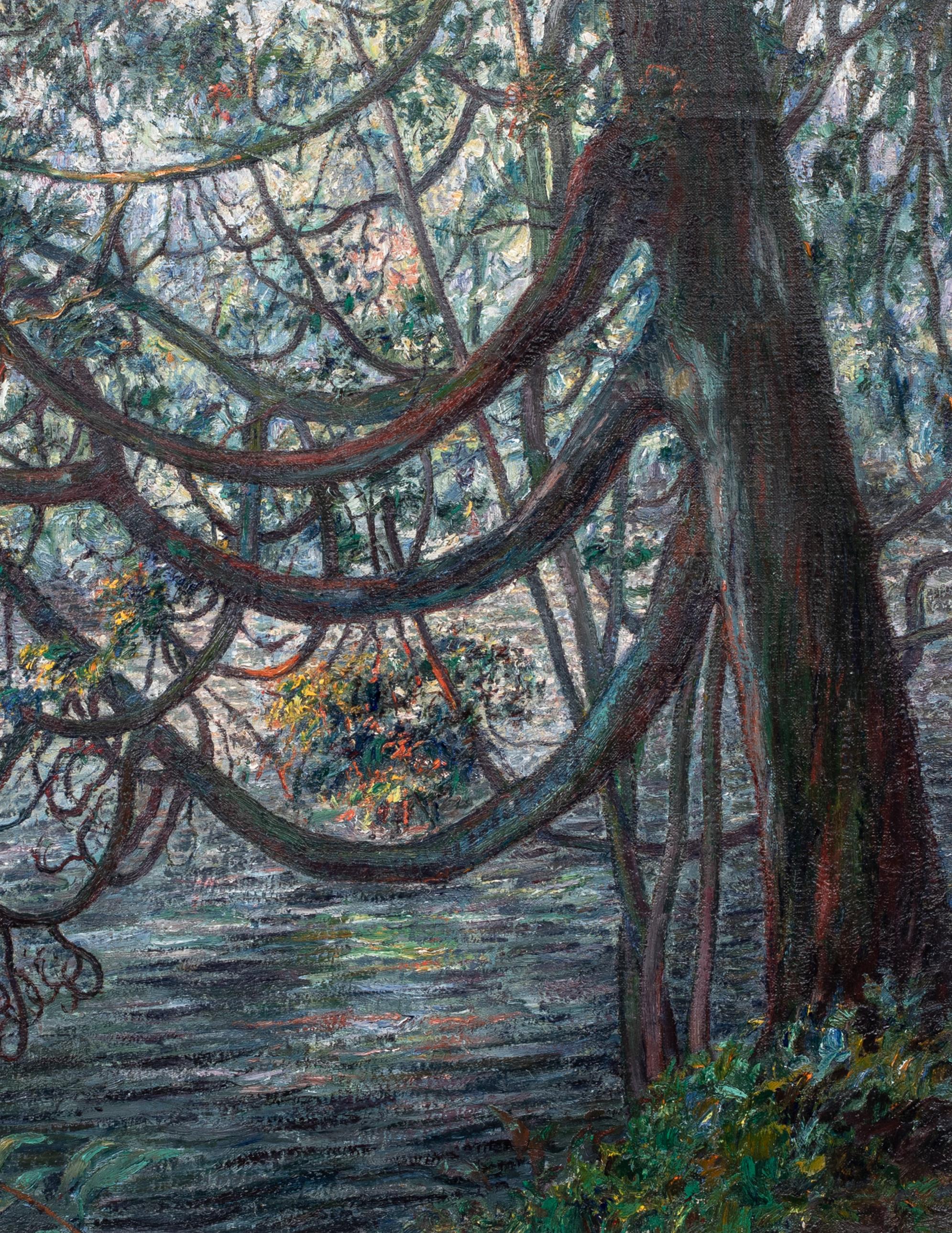 Der blühende Baum, Fluss Rhone, Genf um 1920 von Francois Pycke (1890-1960) im Angebot 2