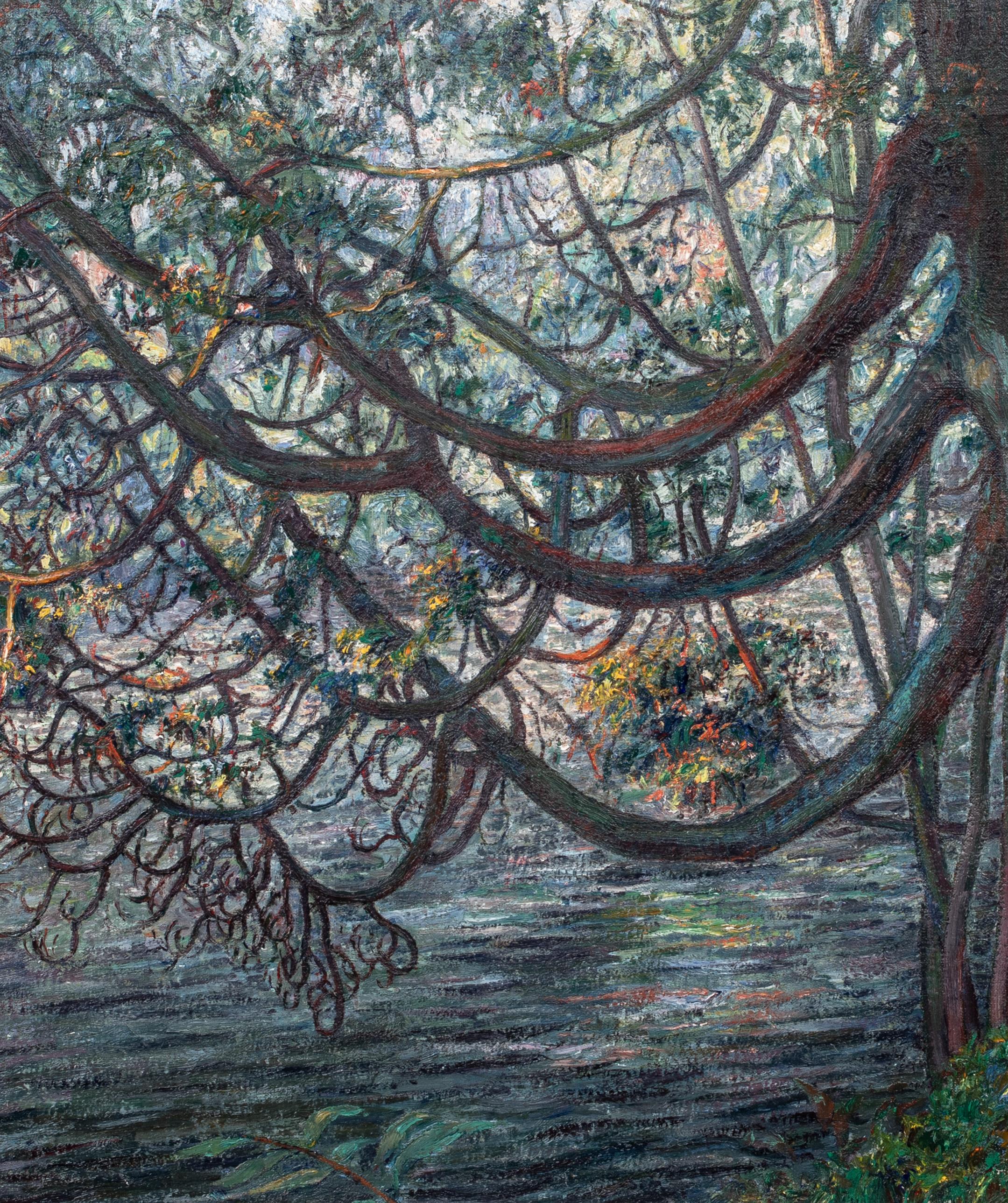 Der blühende Baum, Fluss Rhone, Genf um 1920 von Francois Pycke (1890-1960) im Angebot 3