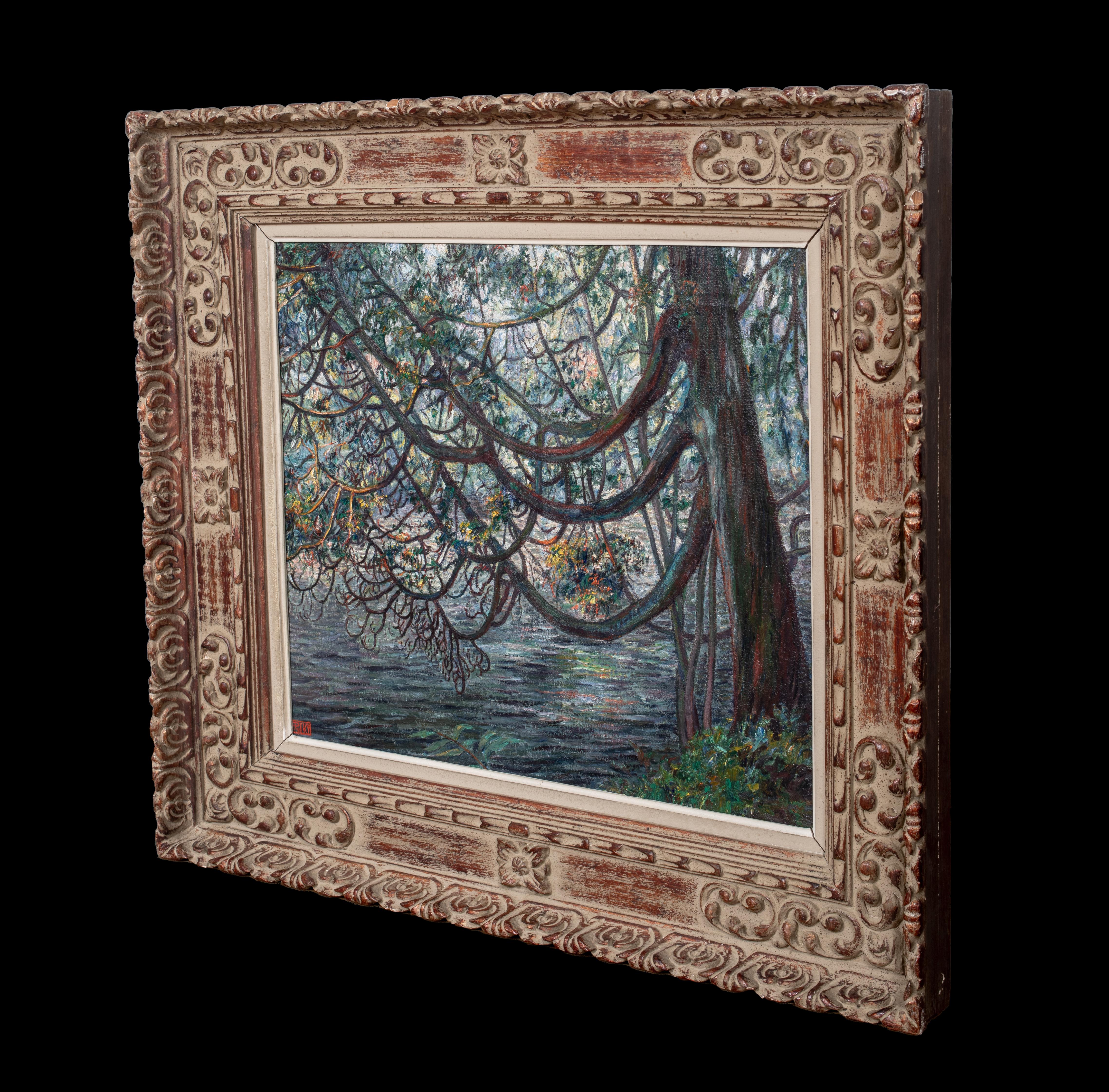 Der blühende Baum, Fluss Rhone, Genf um 1920 von Francois Pycke (1890-1960) im Angebot 4