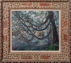 Der blühende Baum, Fluss Rhone, Genf um 1920 von Francois Pycke (1890-1960)