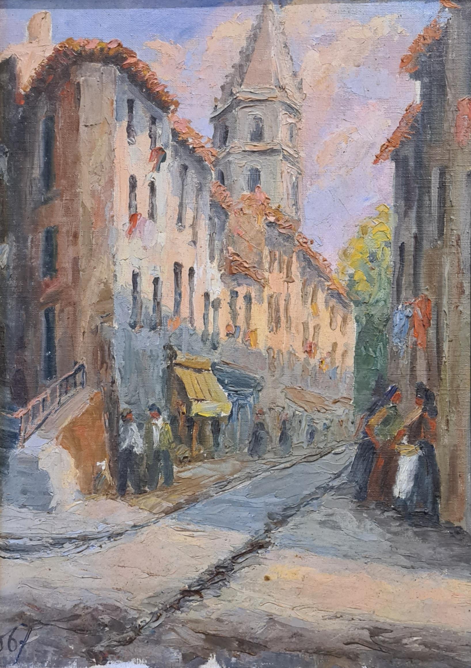 The French Church, Marseille, Le Clocher des Accoules. - Romantic Painting by Unknown