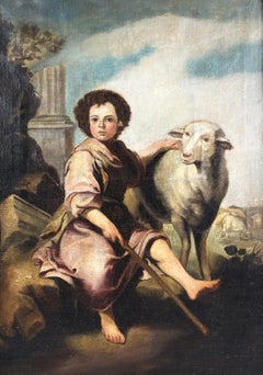 Der gute Hirte - (After) Bartolomé Esteban Murillo - Ende 19. Jahrhundert Öl auf C