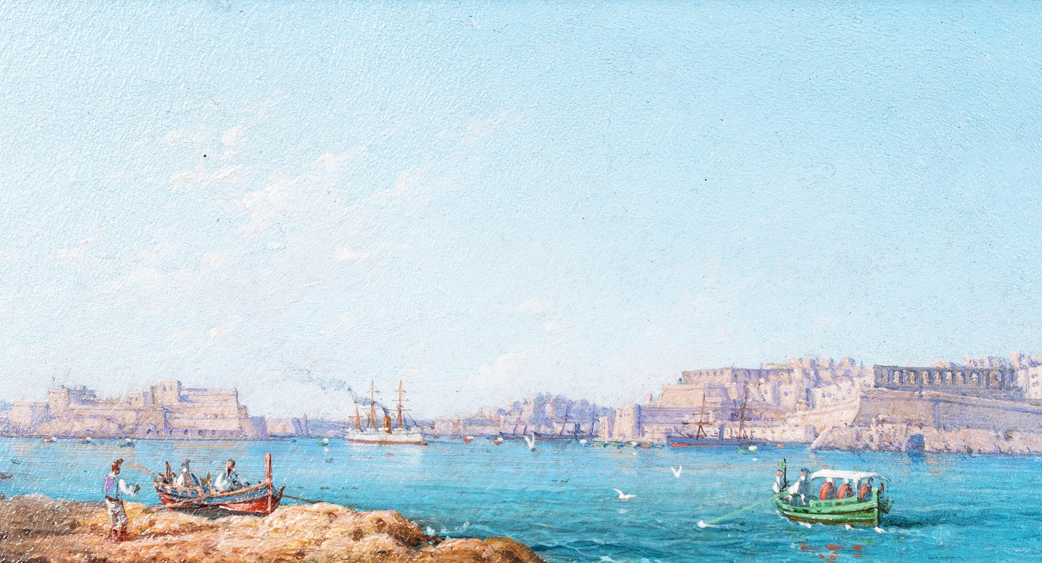 Il Porto Grande, La Valletta Malta di Luigi M. Gallea (1847-1917) in vendita 1