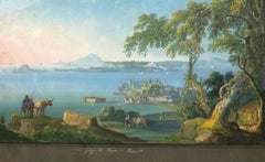 The Gulf and the Bay of Pozzuoli - Neapolitan Gouache - 19th Century