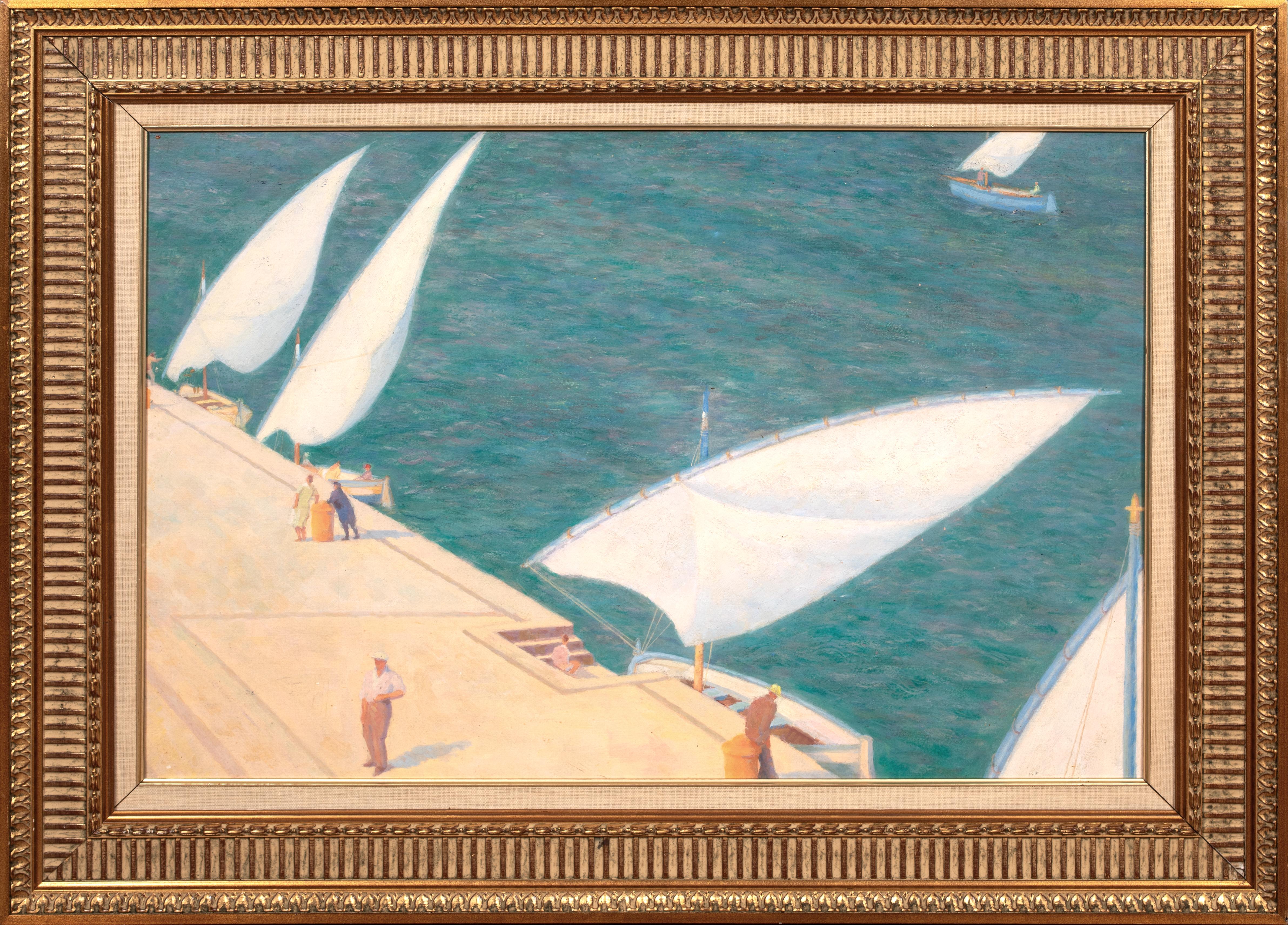 The Harbour at Brindisi, Italy, circa 1950 by Hubert Arthur Finney (1905-1991)