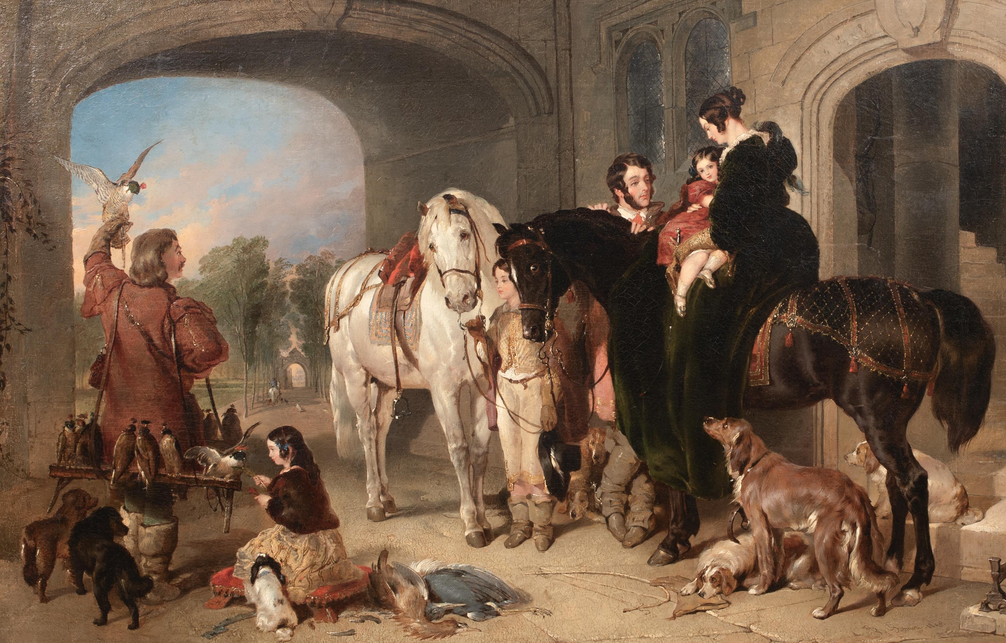 La fiesta de Hawking, fechada en 1840  de John Frederick PASMORE (1820-1881) - Portrait Painting Marrón de Unknown