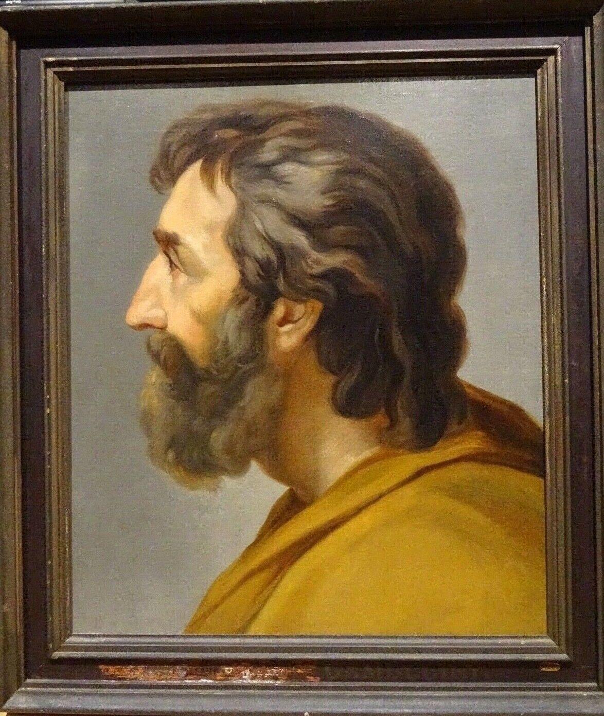 Unknown Portrait Painting - The Head Of A Saint, 18th Century