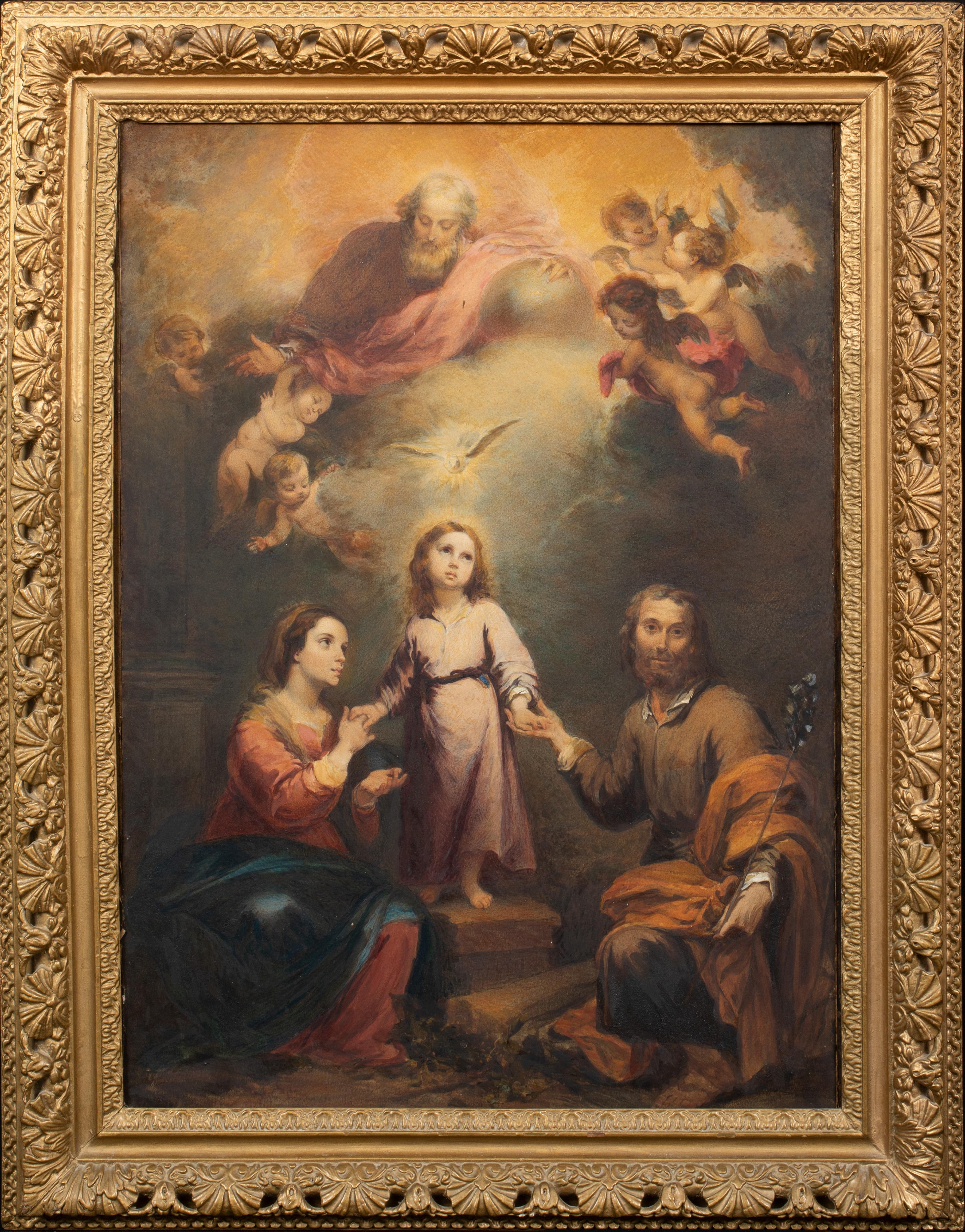 Unknown Portrait Painting - The Holy Family, 19th Century 