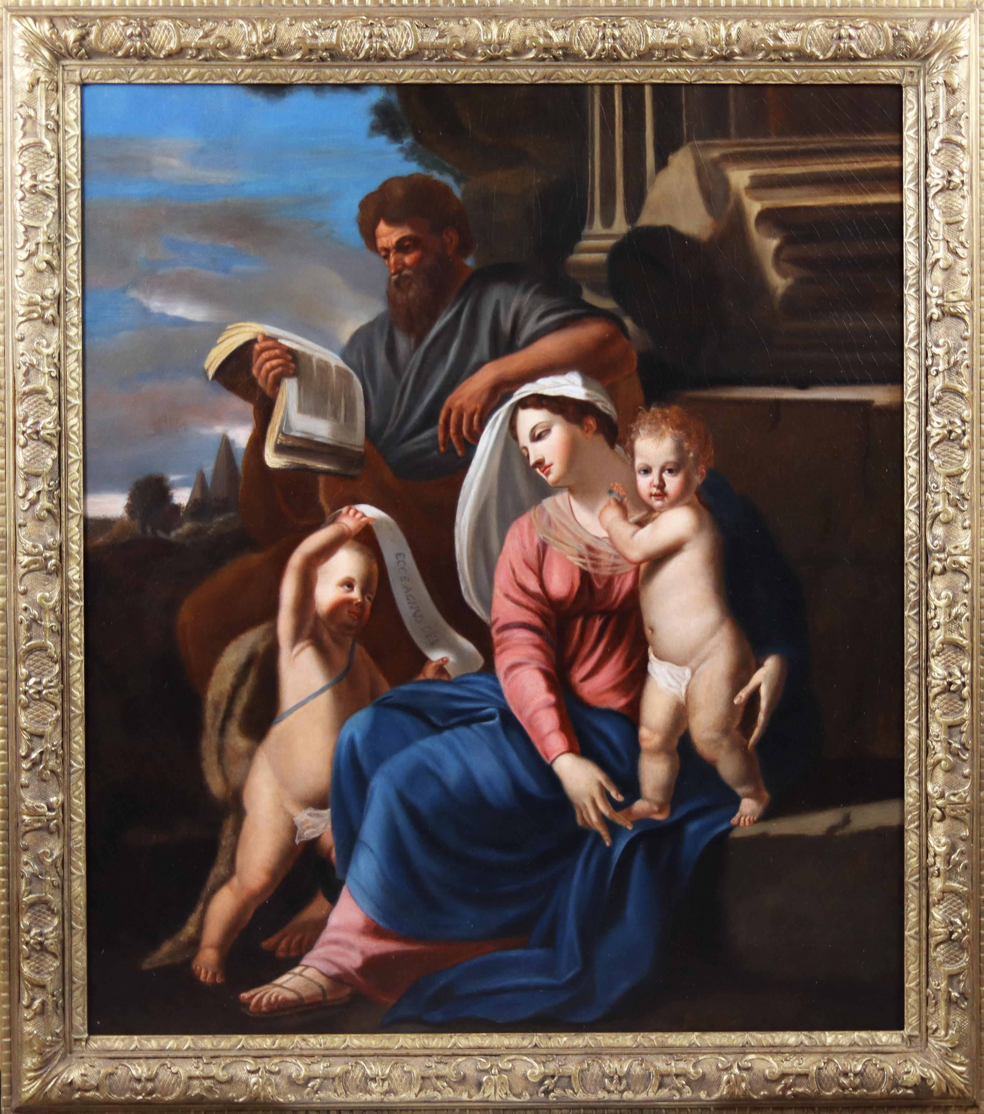 Unknown Figurative Painting - The Holy Family with the Infant Saint John the Baptist 