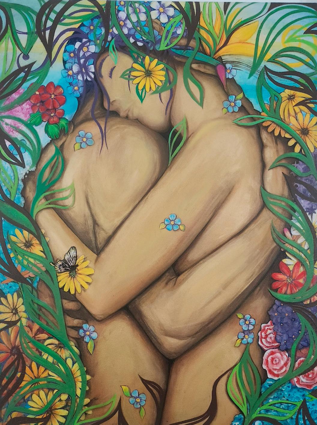 The Hug by Anna Carrieri - Painting by Unknown