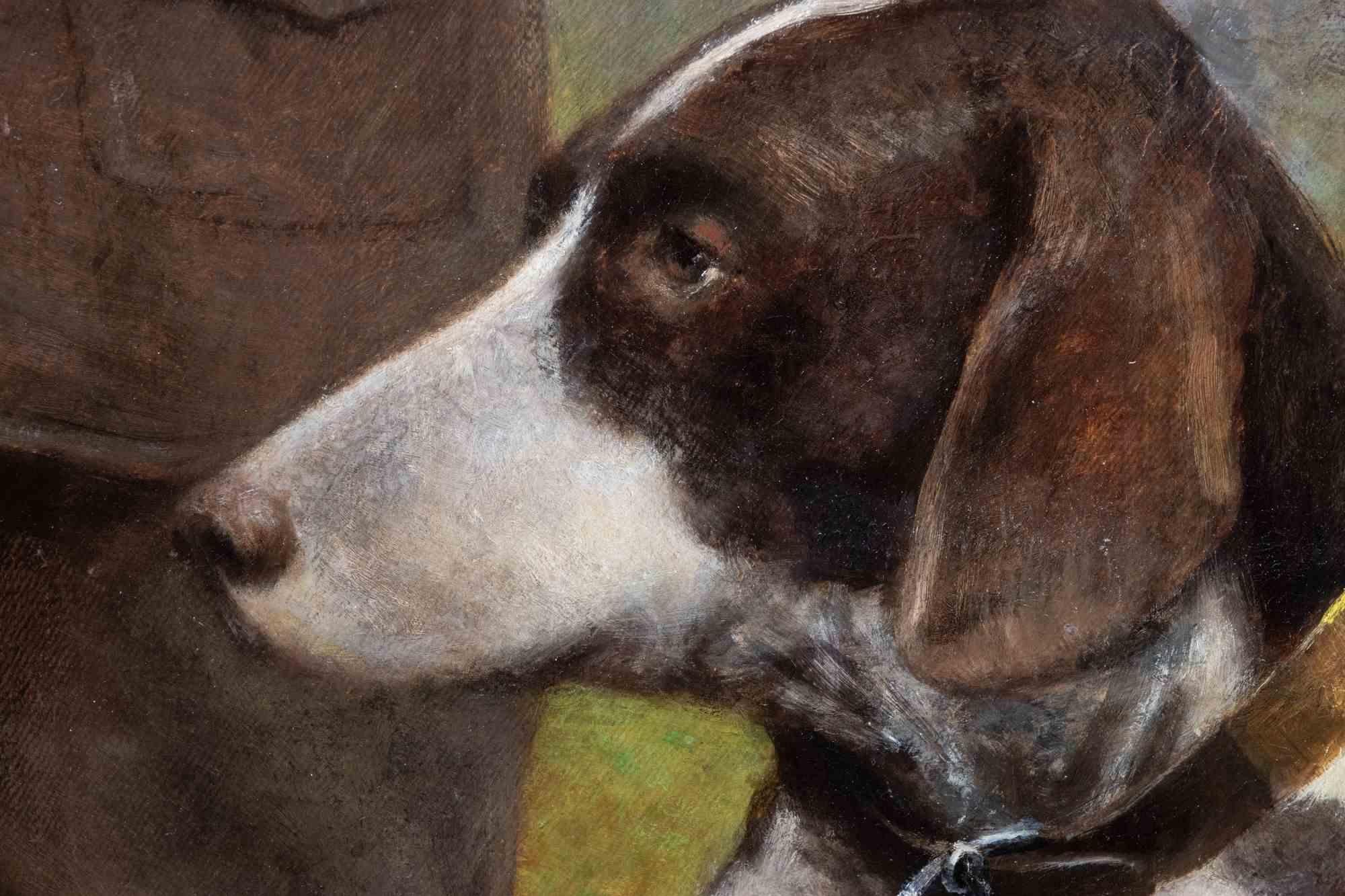 The Hunting Dog - Oil Paint - Late 19th Century  - Painting by Unknown