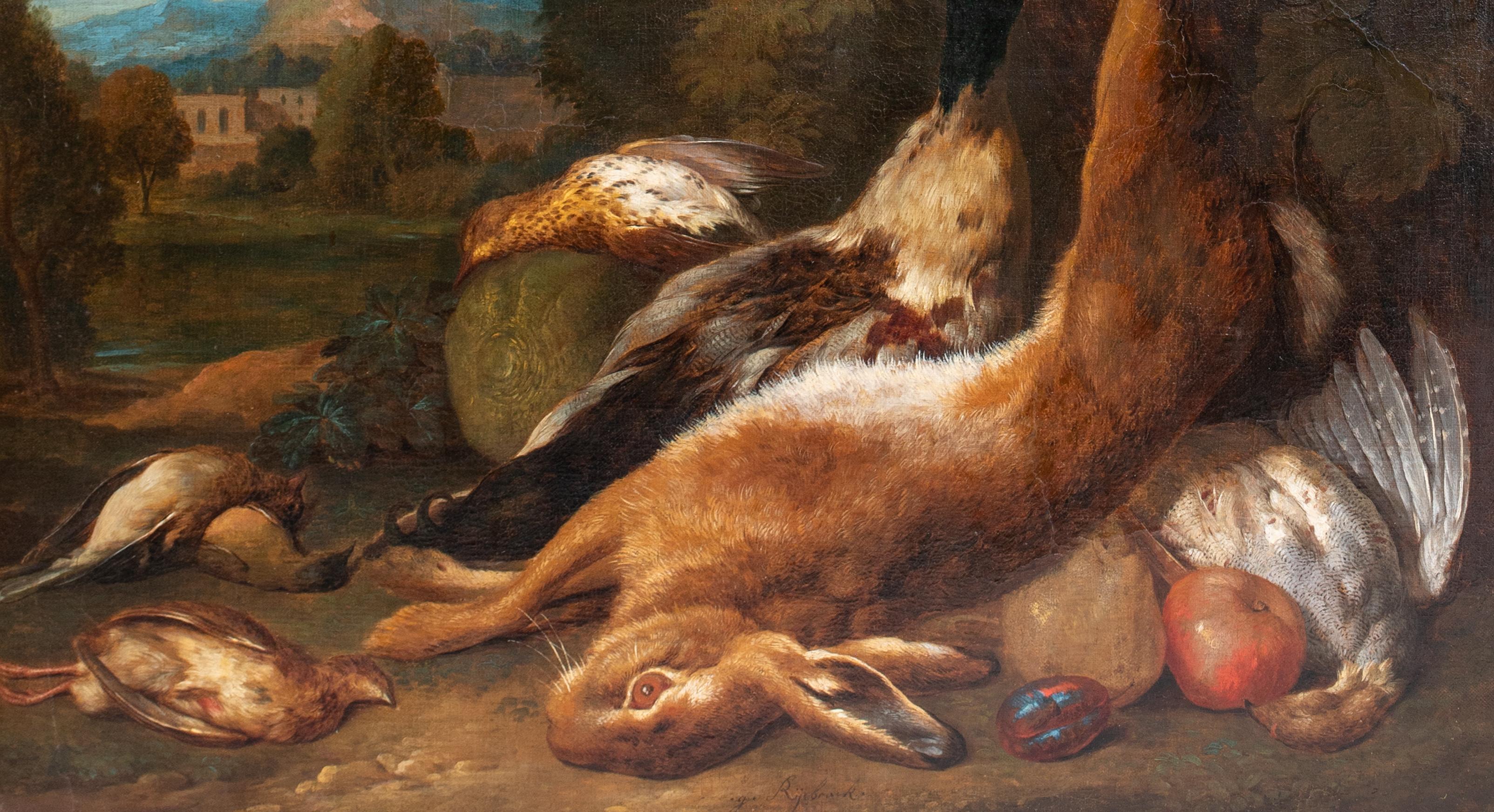 Il ritorno dei cacciatori, natura morta di selvaggina, 18° secolo  da Gerard Rysbraeck 4