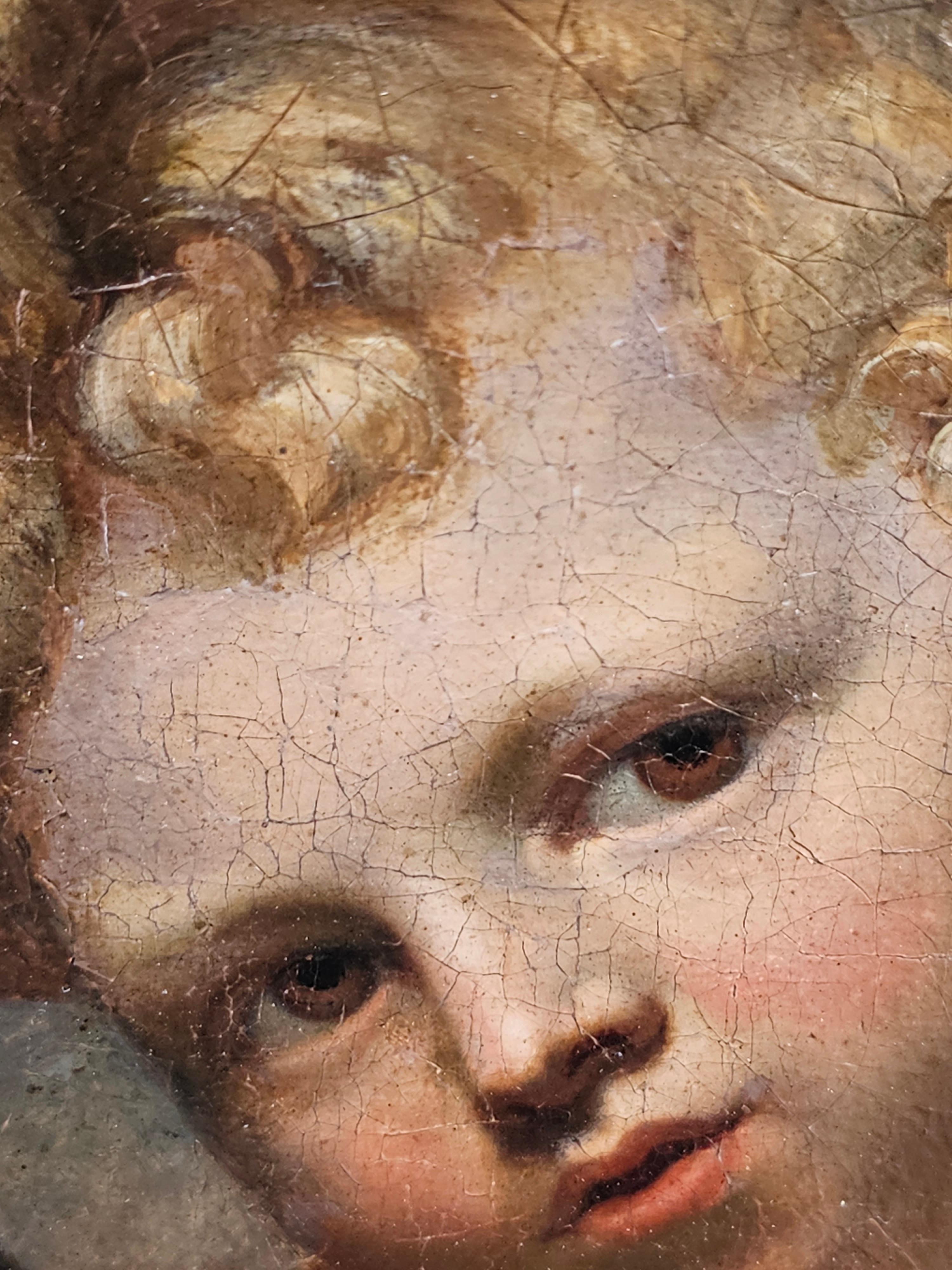 L'infant Jean le Baptiste avec l'agneau - Peinture à l'huile italienne de maîtres anciens  en vente 1