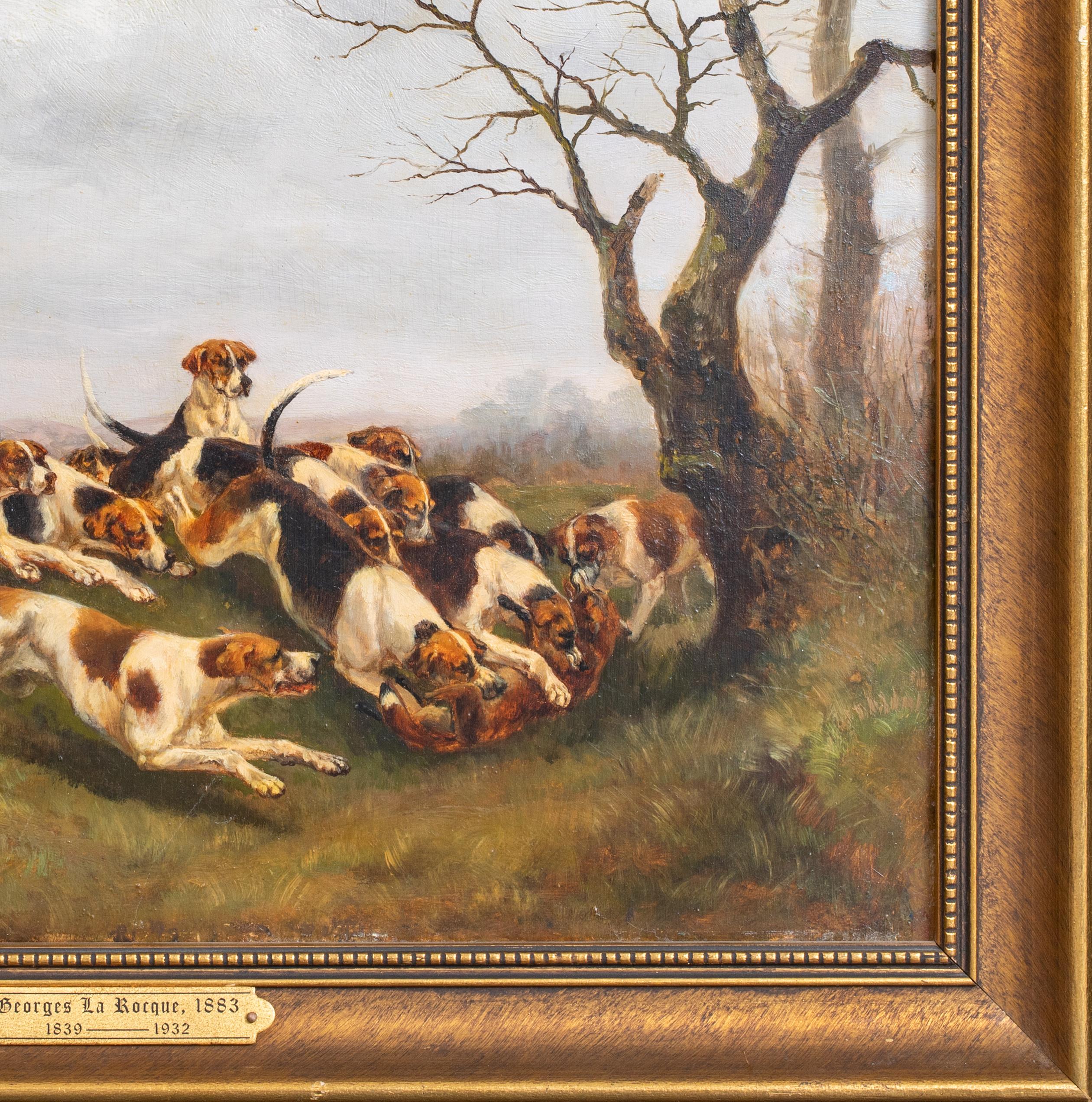 The Kill, 19e siècle - Une paire assortie que nous proposons

de Georges LAROCQUE (1839-1932) - ventes à 6 000

Chasse au renard française du 19e siècle, huile sur panneau de Georges Larocque, scène de chasse au renard avec les chiens qui vont tuer.