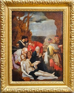The Lamentation of Christ - Flemish 17th century Old Master art oil painting