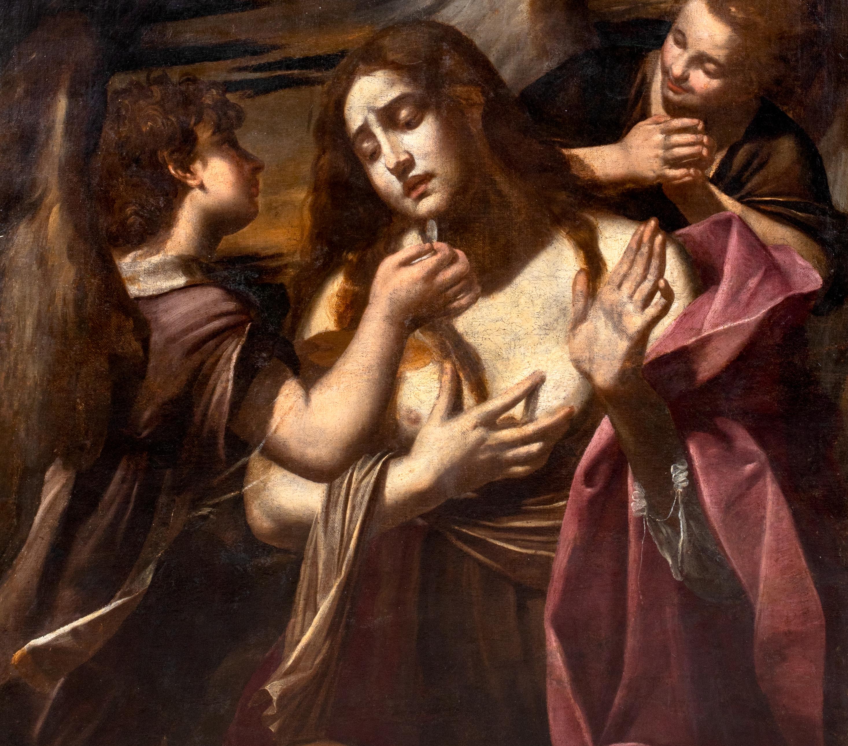 L'ultima comunione di Maria Maddalena, XVII secolo 

Scuola di Artemisia Gentileschi (1593-1656)

Grande raffigurazione del XVII secolo dell'Ultima Comunione di Maria Maddalena, olio su tela. Grande scala barocca italiana dell'ultima comunione della