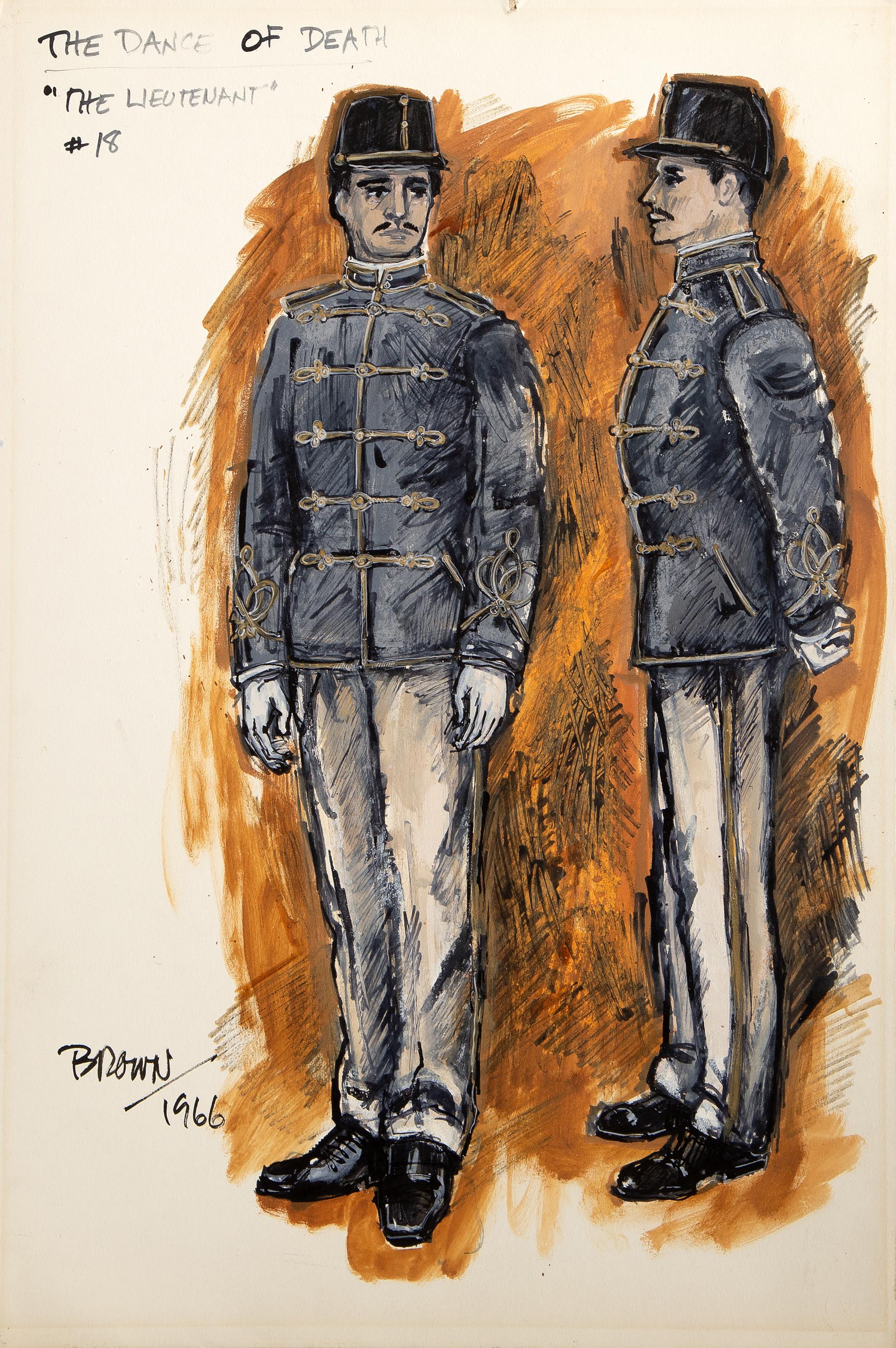 Il tenente #18, Gouache impressionista e olio su tavola di Lewis Brown