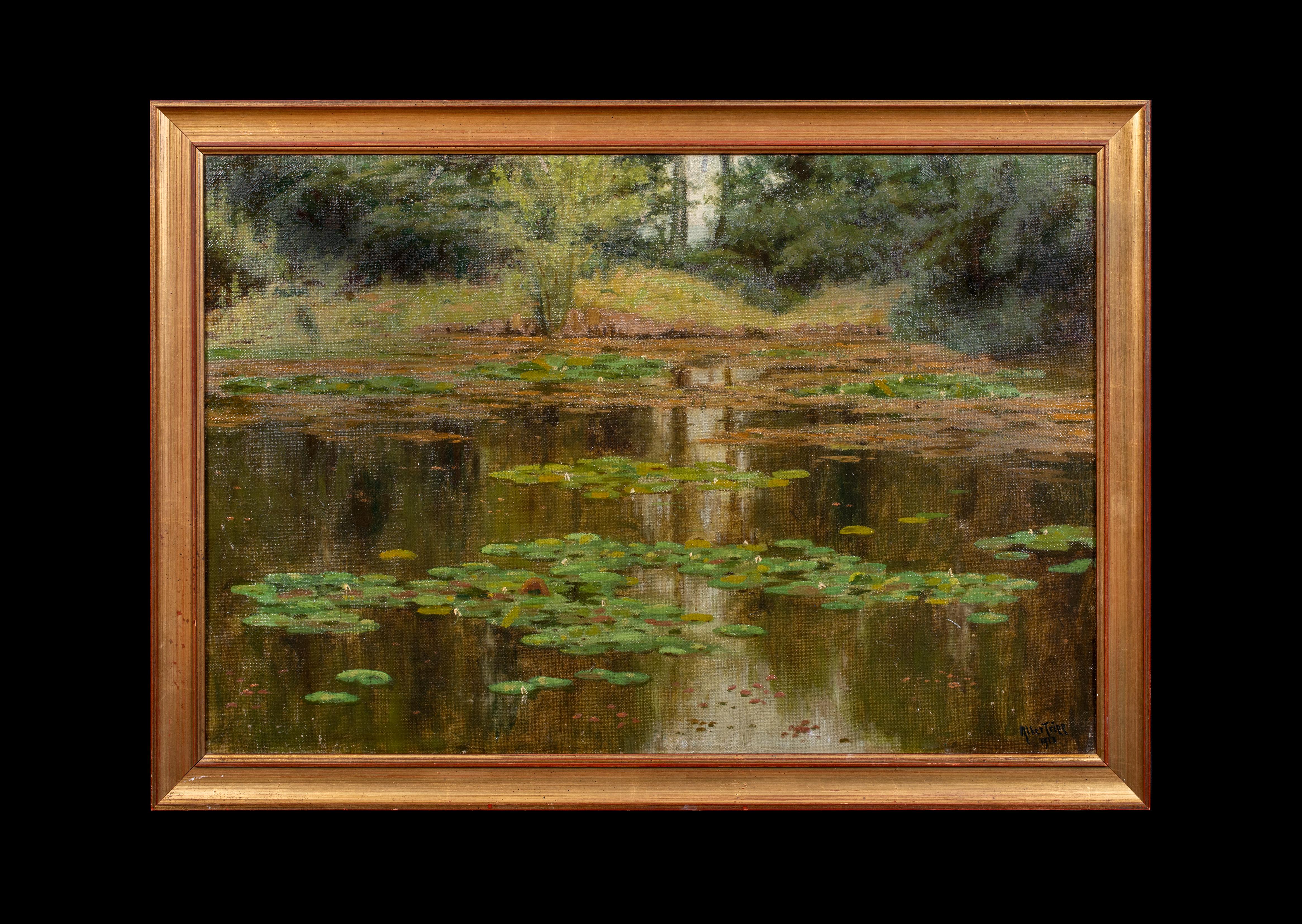 Der Lily-Pond, datiert 1915  Herbert Alker Tripp (1883-1954) (Braun), Landscape Painting, von Unknown