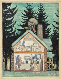 "The Listeners"Illustration for The Radio Times or Punch Magazine