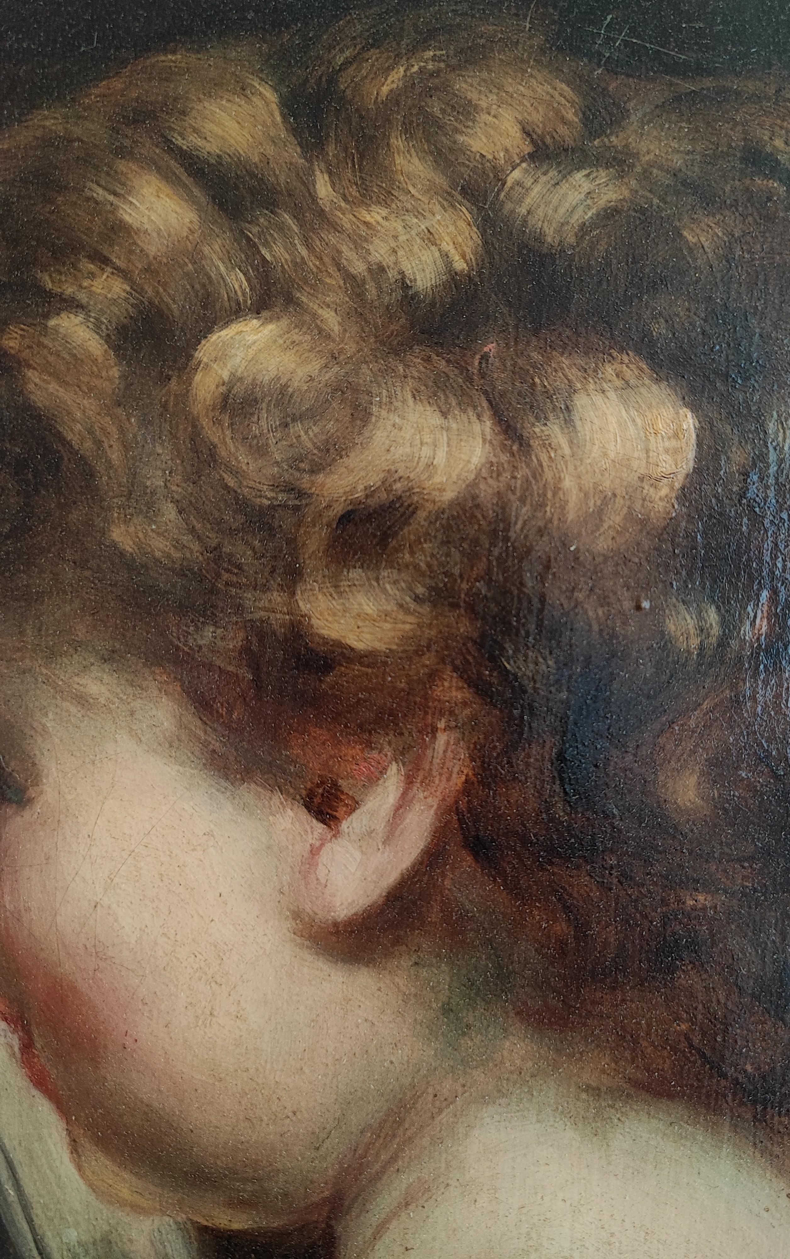 Il piccolo curioso - Figurative Painting Nero di Unknown