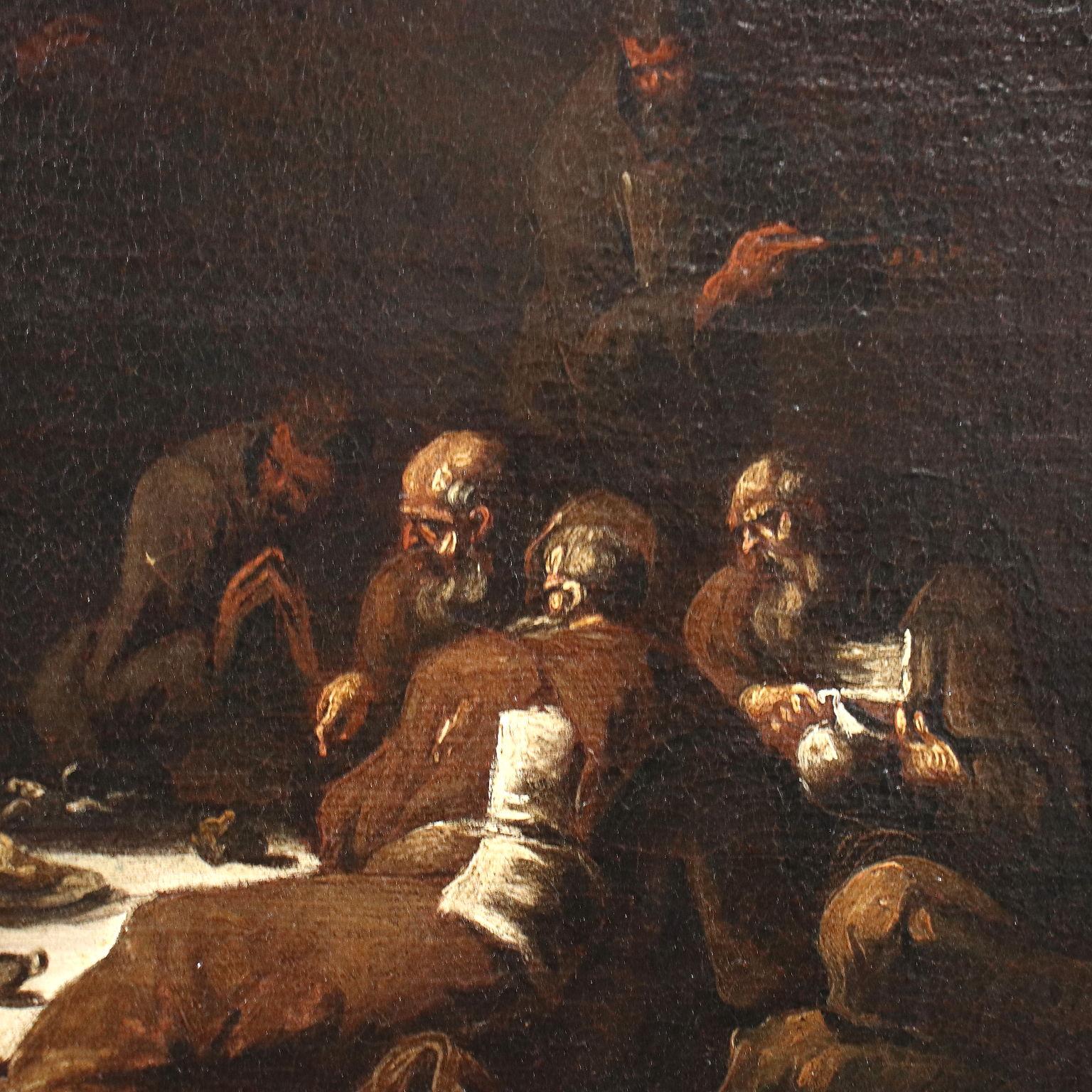 The little friars' Lunch, 1700s, oil on canvas - Other Art Style Painting by Unknown
