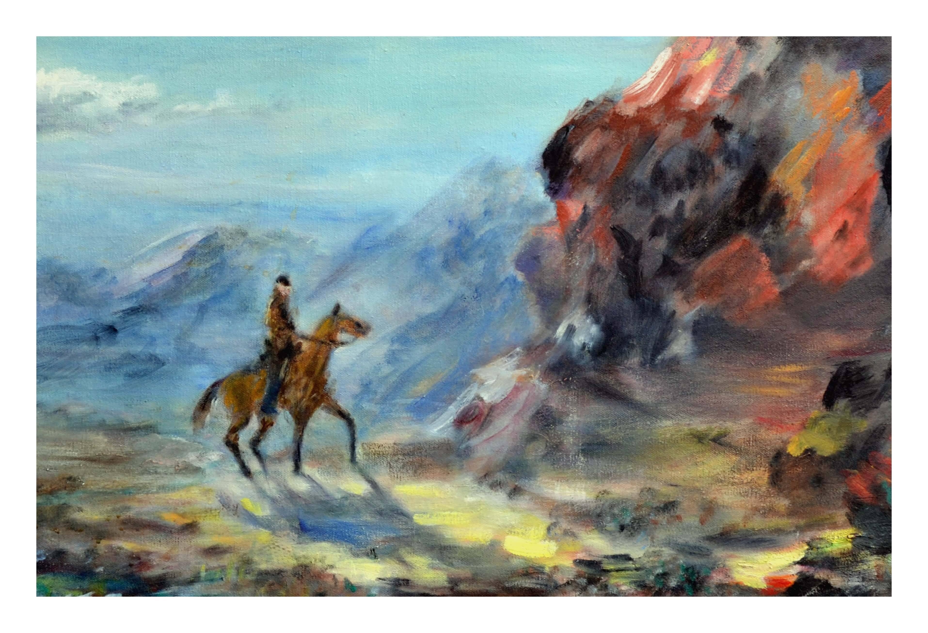 The Lone Navajo Horseman - Painting by Unknown