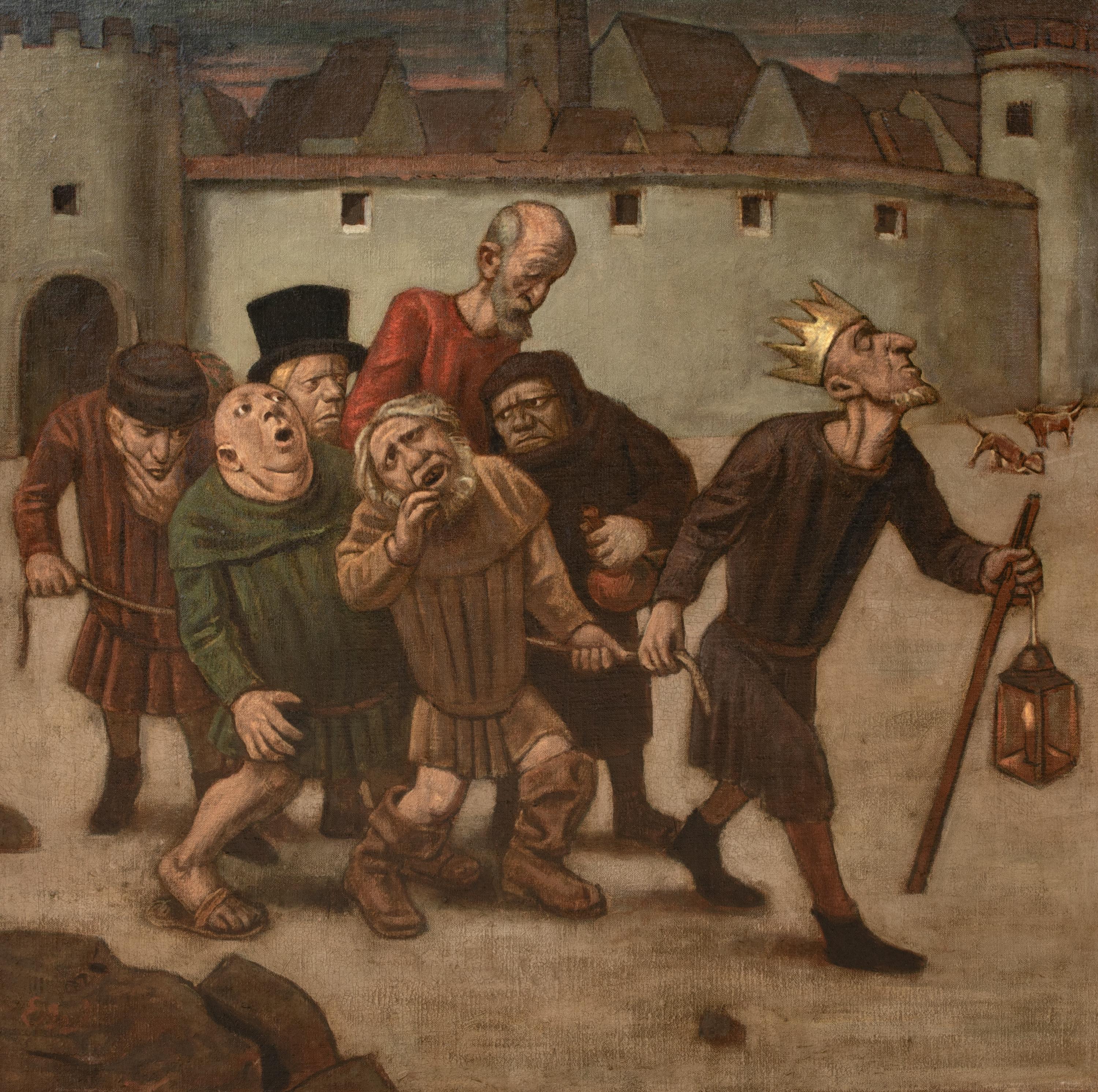 The Lord of Misrule, 19e siècle

par Erich WILKE (1870-1936)

Grande scène médiévale du XIXe siècle représentant une procession de paysans menée par le roi des fous, huile sur toile d'Eric Wilke. Scène d'excellente qualité et en excellent état