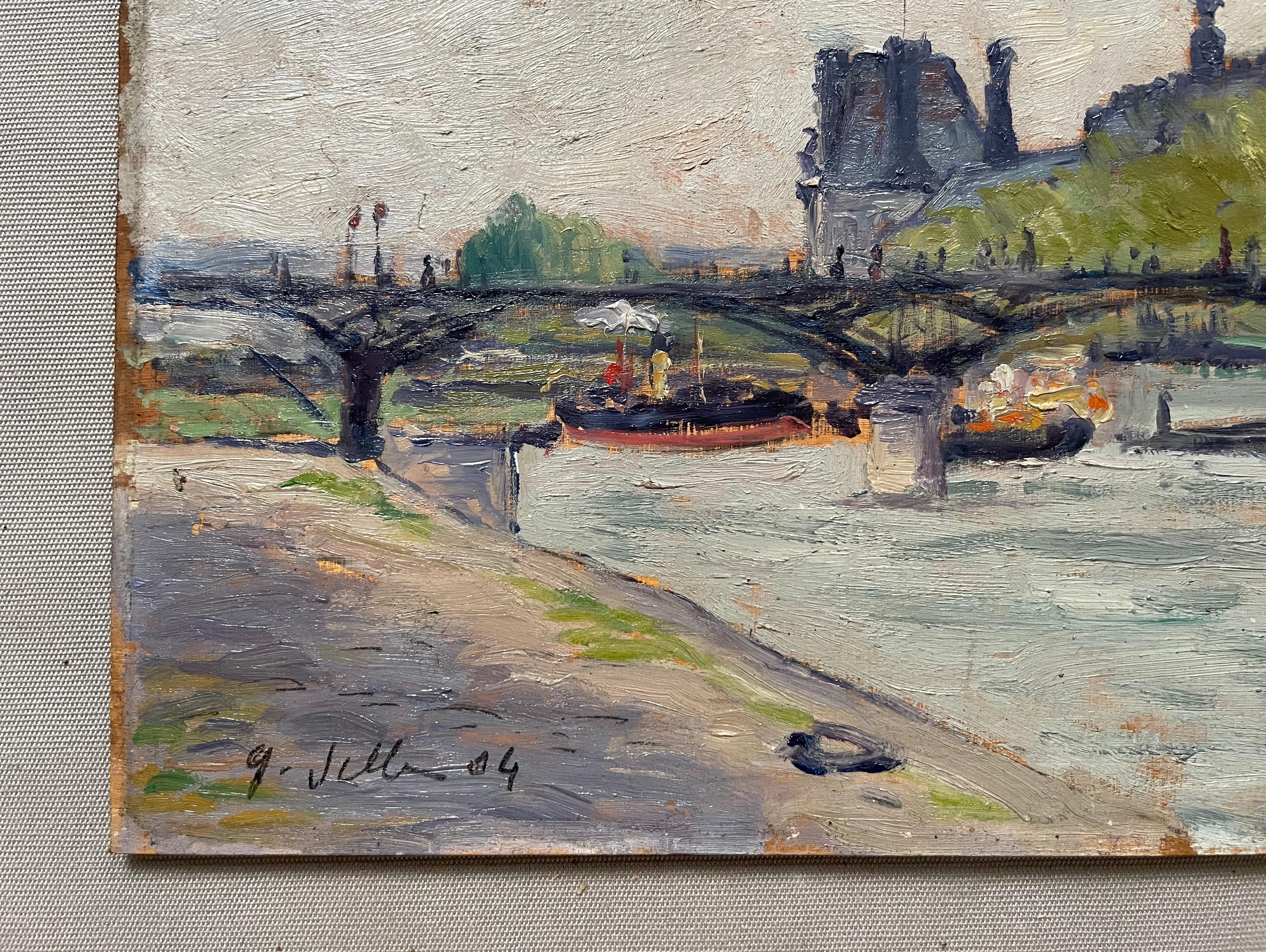 El Louvre y el Puente de las Artes, París, óleo sobre tabla fechado en 1904 3