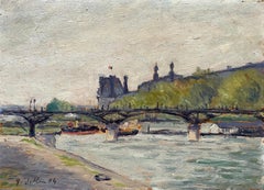 El Louvre y el Puente de las Artes, París, óleo sobre tabla fechado en 1904