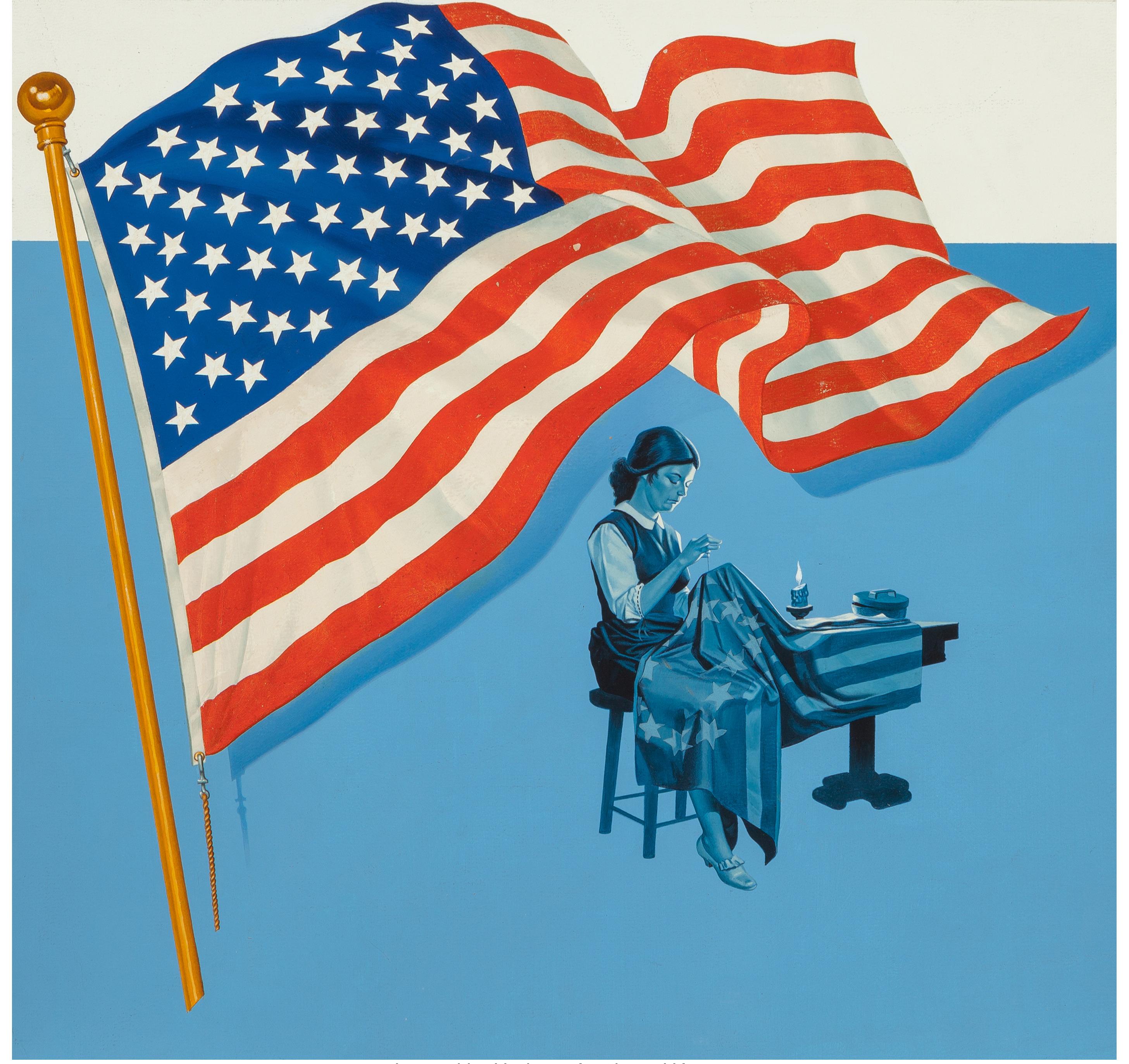 Figurative Painting di Unknown - La creazione della bandiera americana, 1994