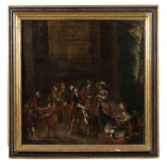 Antique The Market - Original Painting -  18th Century 