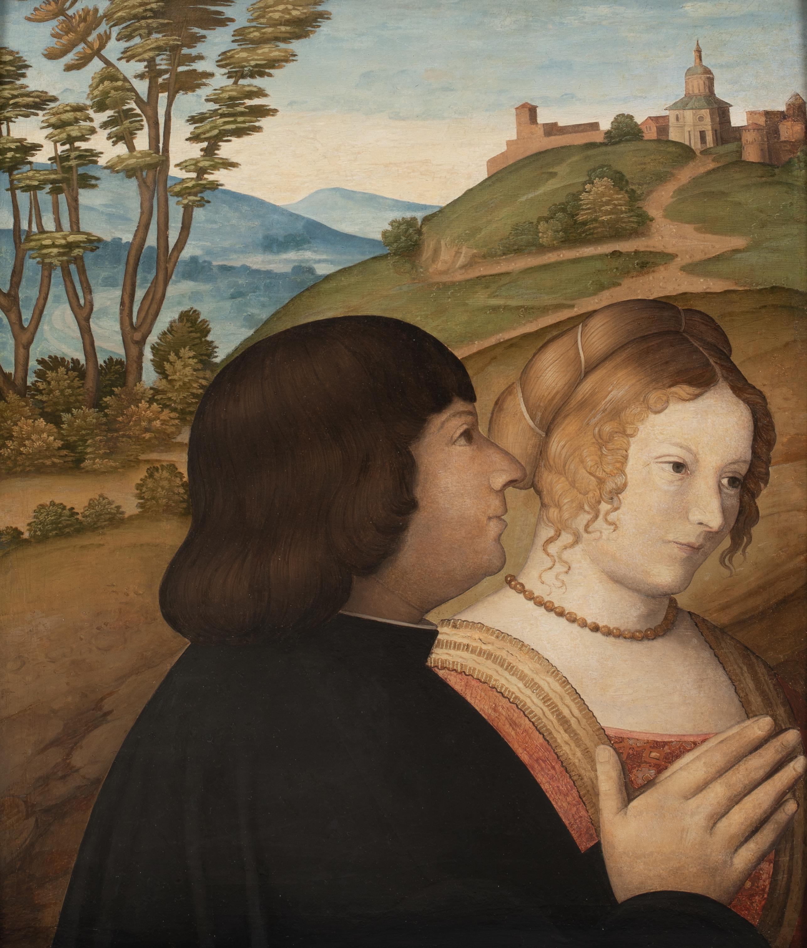 El Matrimonio, Siglo XV / XVI  escuela de BALDASSARE ESTENSE (1443-1504) - Portrait Painting Negro de Unknown
