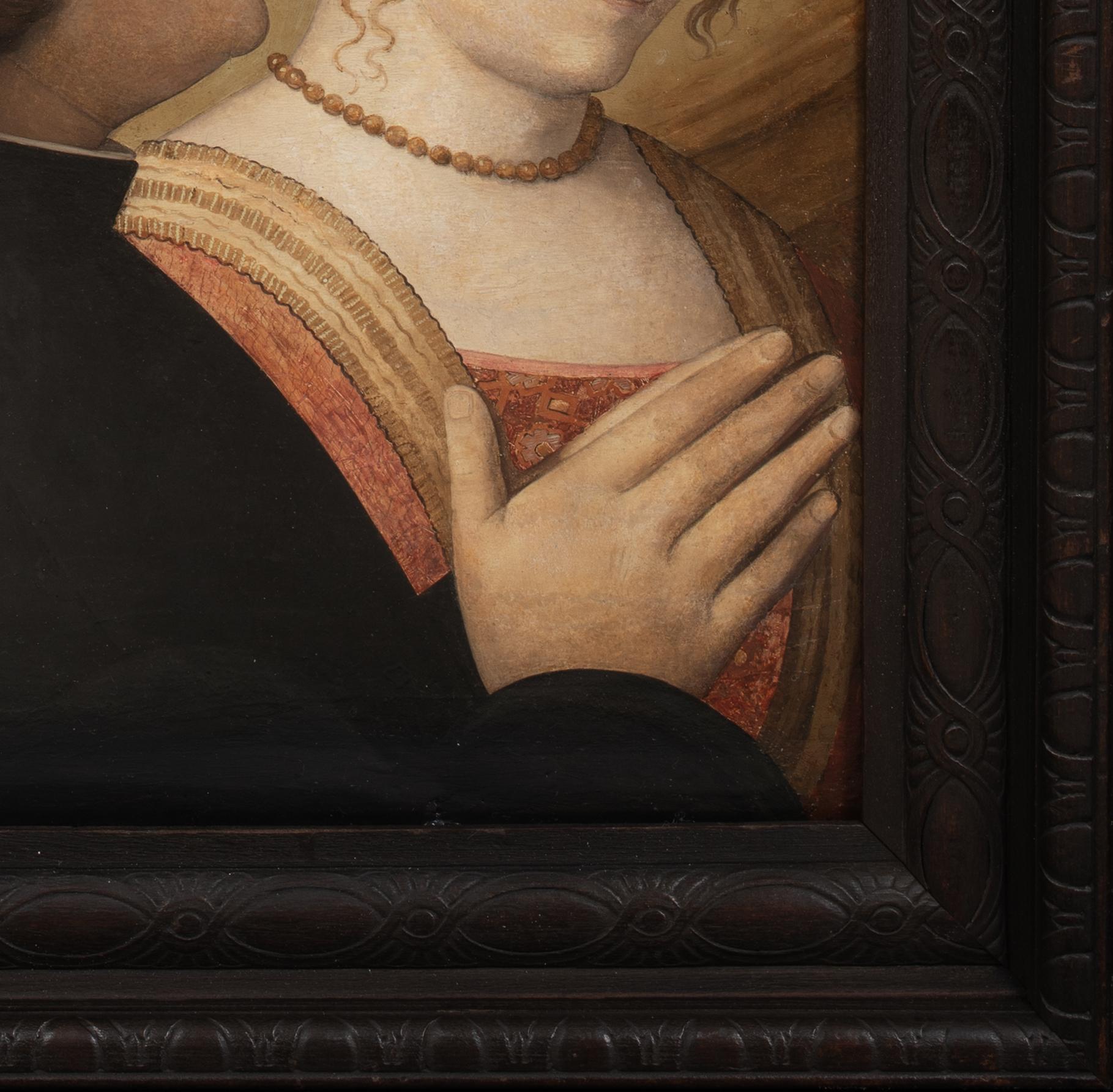 El Matrimonio, Siglo XV / XVI

escuela de BALDASSARE ESTENSE (1443-1504)

Gran retrato de la Escuela de Ferrara del siglo XV de un matrimonio adorando a las afueras de una pequeña ciudad en la ladera de una colina, óleo/temple sobre tabla. La pareja
