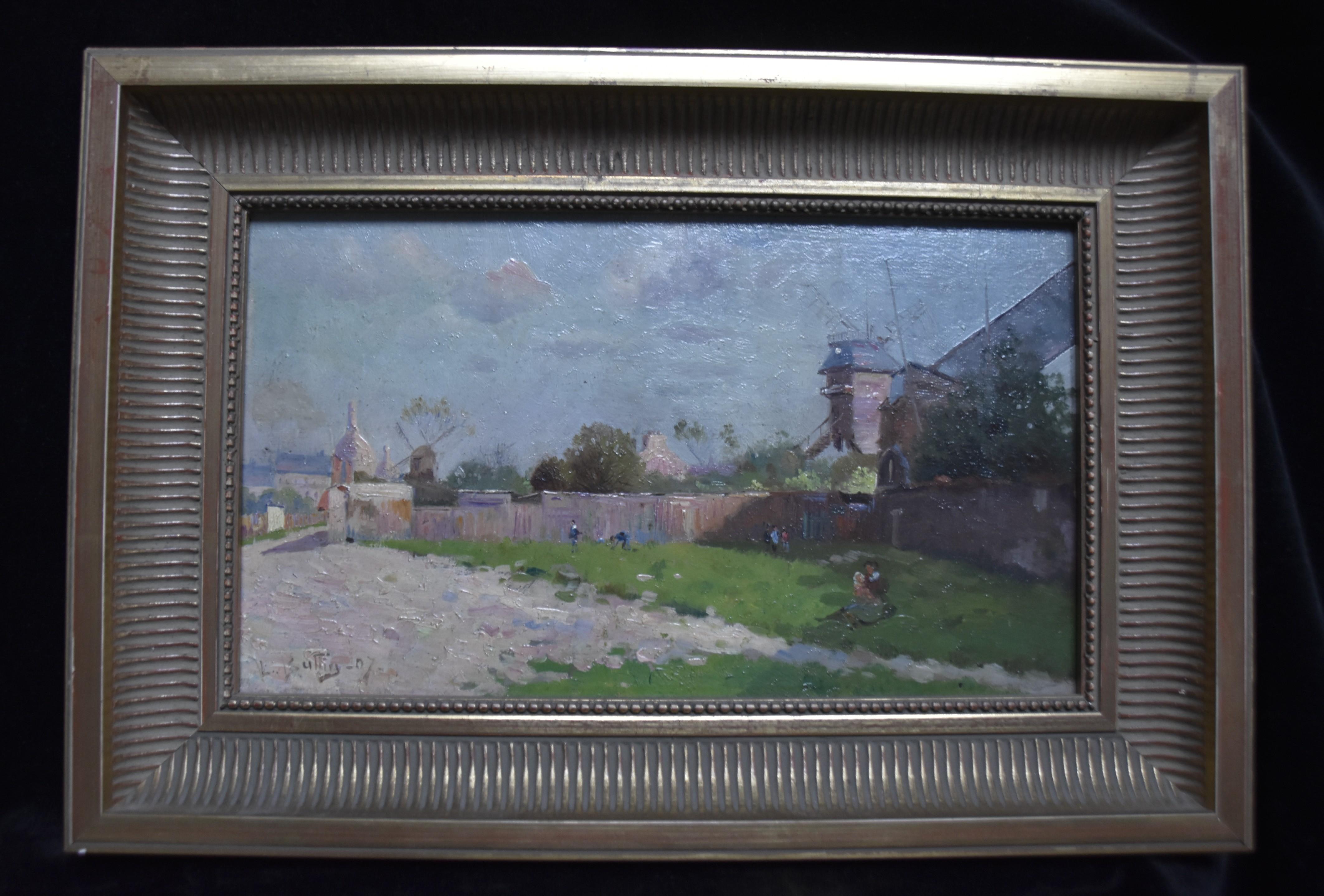 The Mills in Montmartre, Paris, 1907, Öl auf Tafel, signiert und datiert – Painting von Unknown