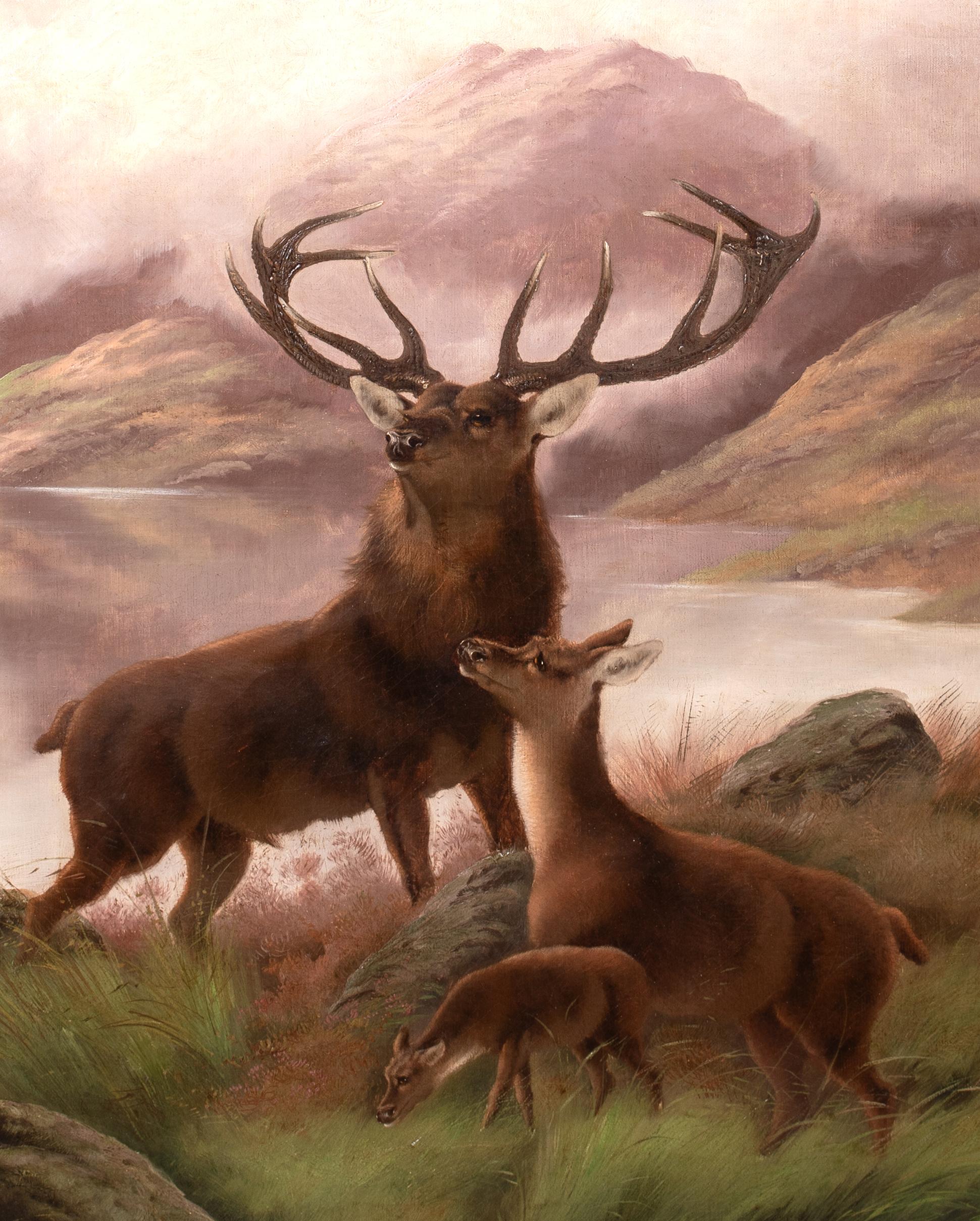 Il Monarca del Glen, XIX secolo - Cervo e cerbiatto delle Highlands Sottish in vendita 1