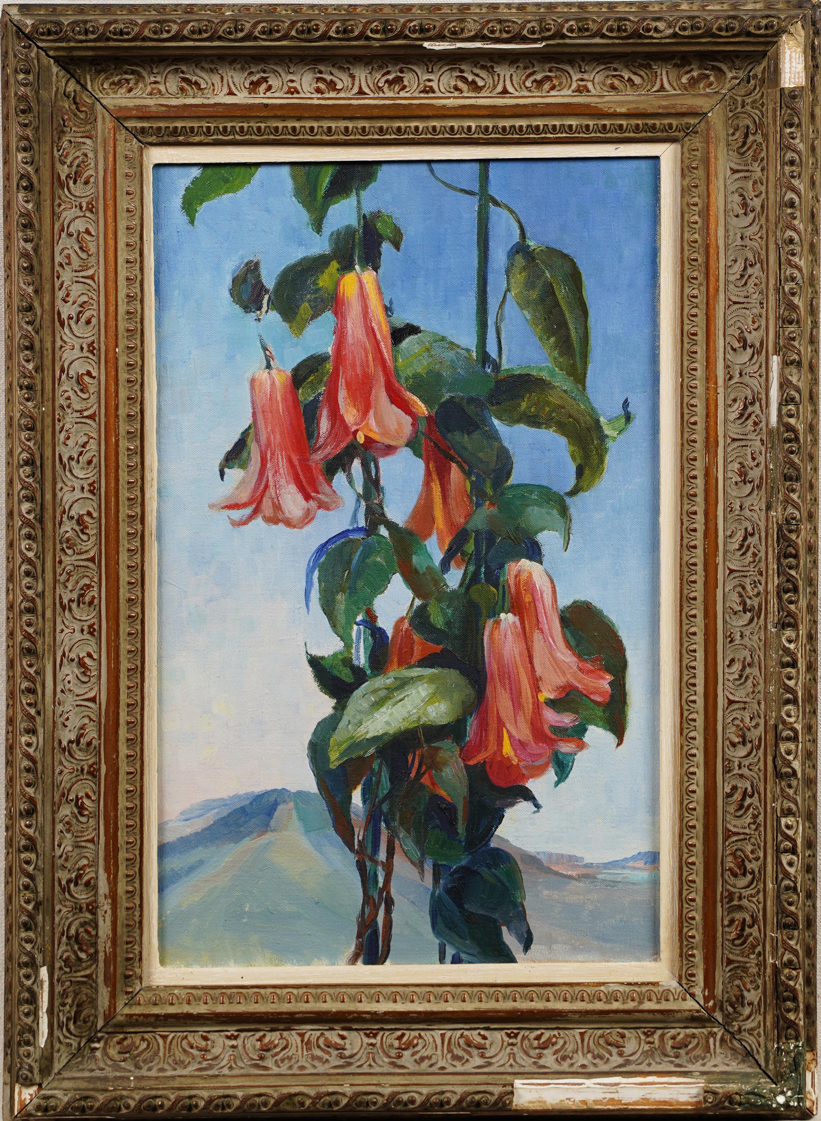 Unknown Still-Life Painting - The Mountain Flower, American School Antique Still Life Landscape Oil Painting