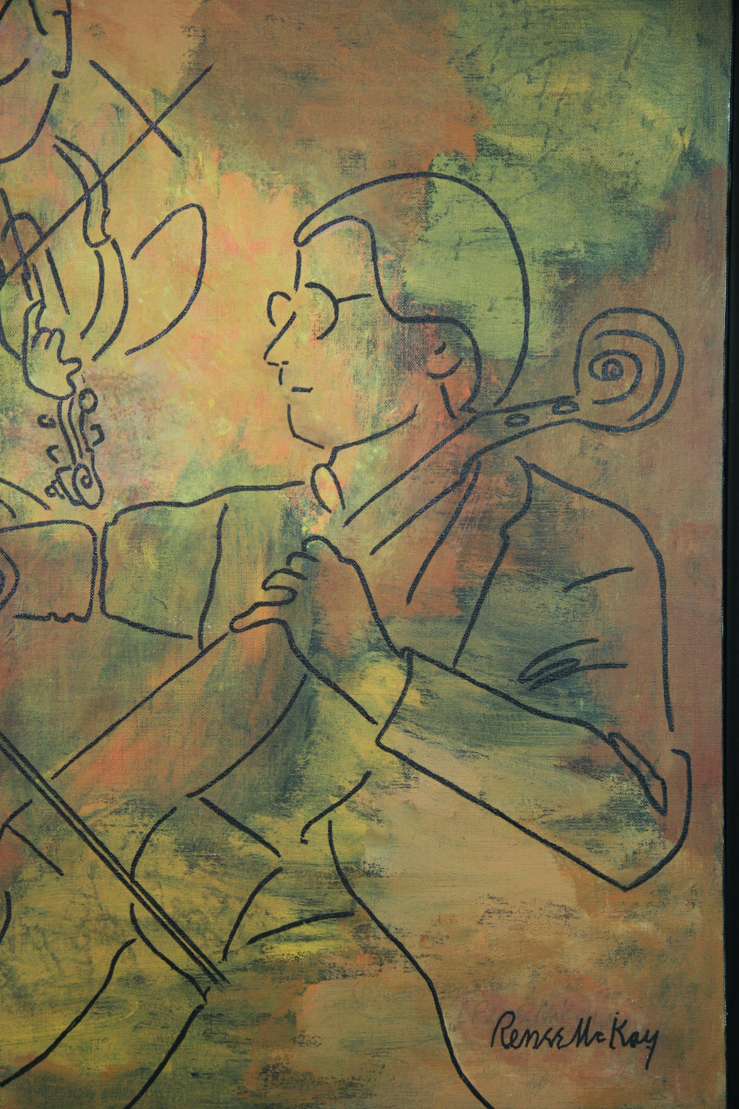 The Musicians By R. McKay - Brown Figurative Painting by Unknown