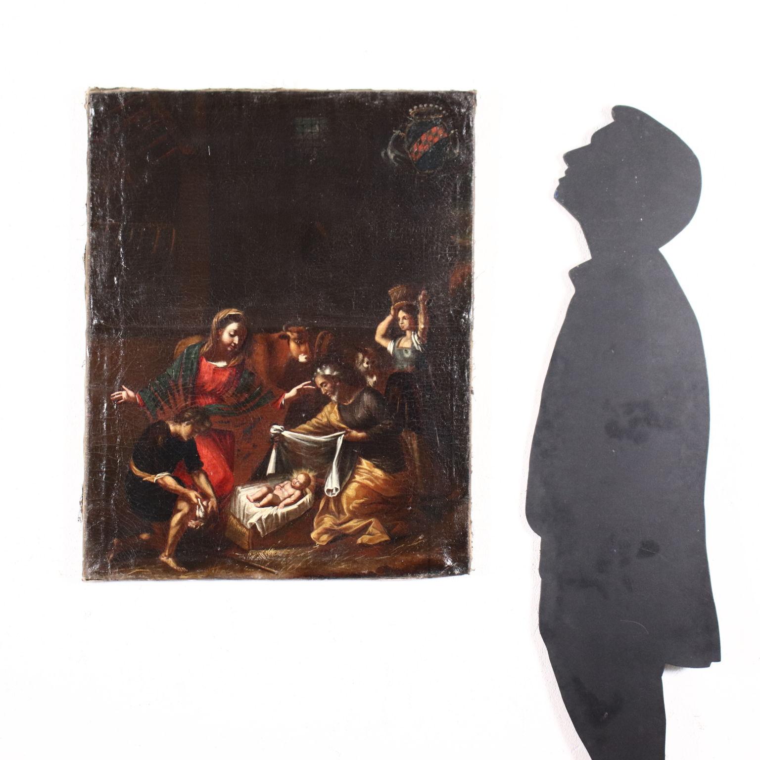 The Nativity, oil on canvas, 1600s - Painting by Unknown