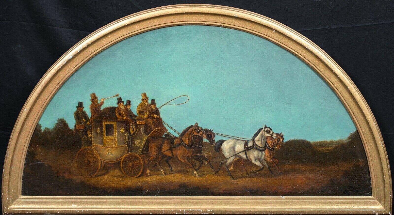 Unknown Portrait Painting - The Night Royal Mail Coach To London, 19th Century