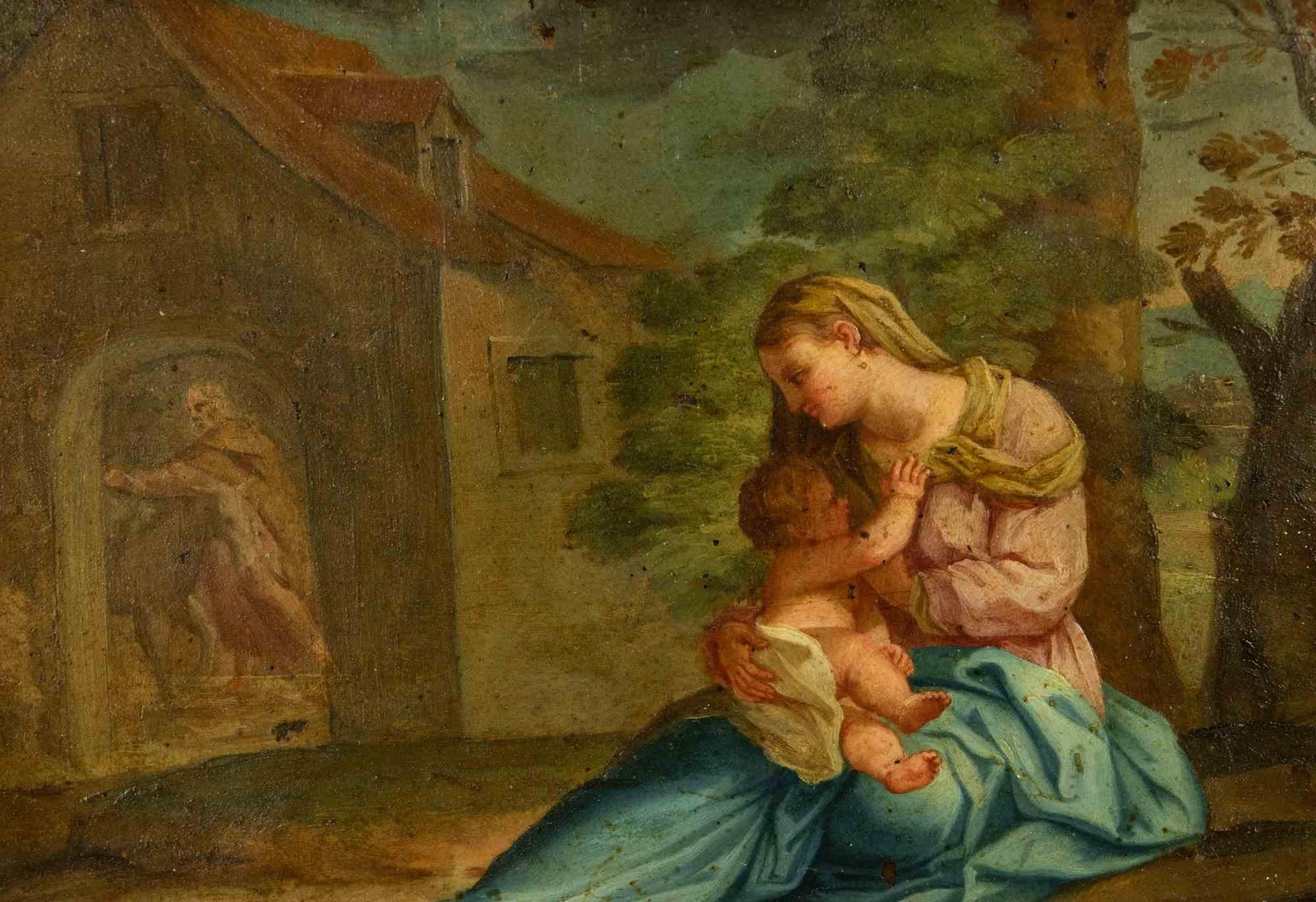 The nursing Virgin is a modern artwork realized by an italian Artist of 19th century.

Mixed colored oil painting on metal board

Fair conditions due to the time (some stains diffused).

Incudes frame