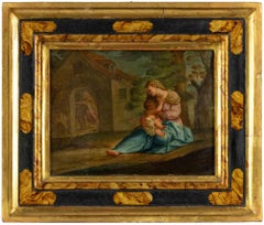 Antique The Nursing Virgin - Painting - 19th Century