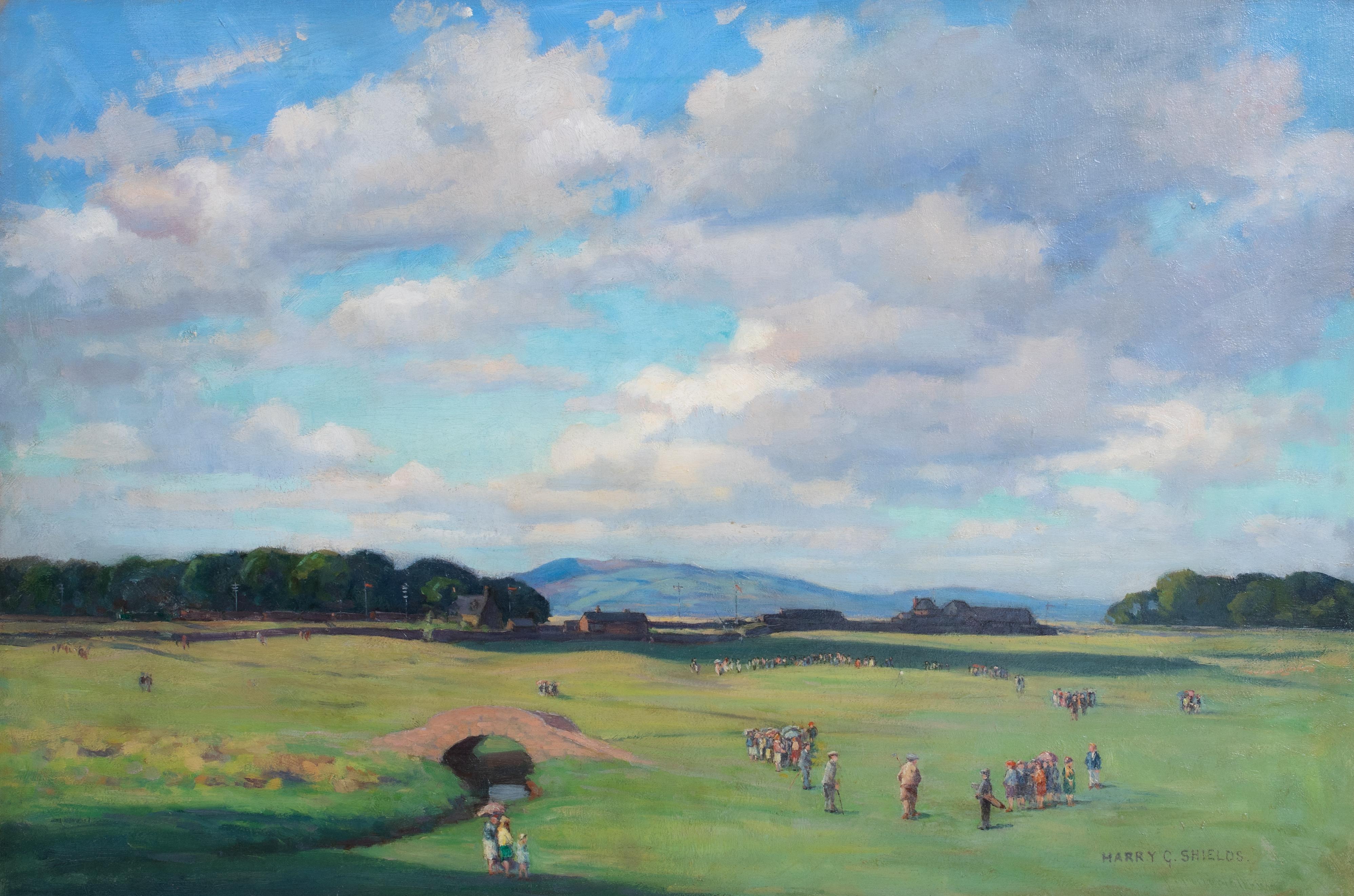 The Old Course, St Andrews, circa 1900  by Harry Gordon Shields R.B.A. Golf - Gray Landscape Painting by Unknown