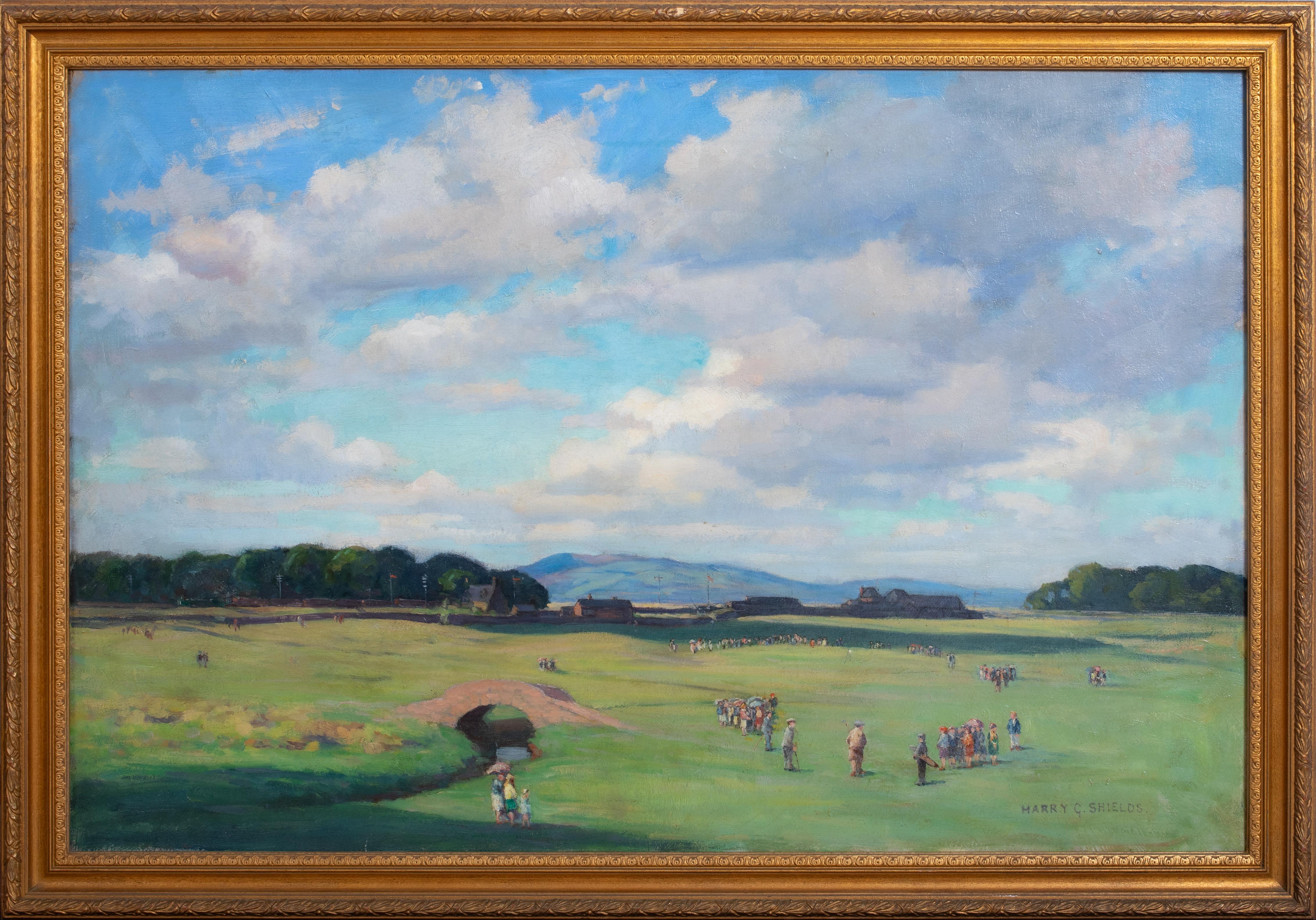 Unknown Landscape Painting - The Old Course, St Andrews, circa 1900  by Harry Gordon Shields R.B.A. Golf
